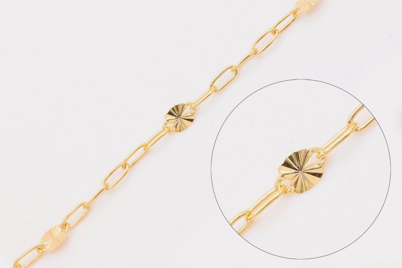 2mm x 3mm Starburst Chain, Gold - Filled, Bulk DIY Spool Pay Per Foot Jewelry Making Chain - HarperCrown