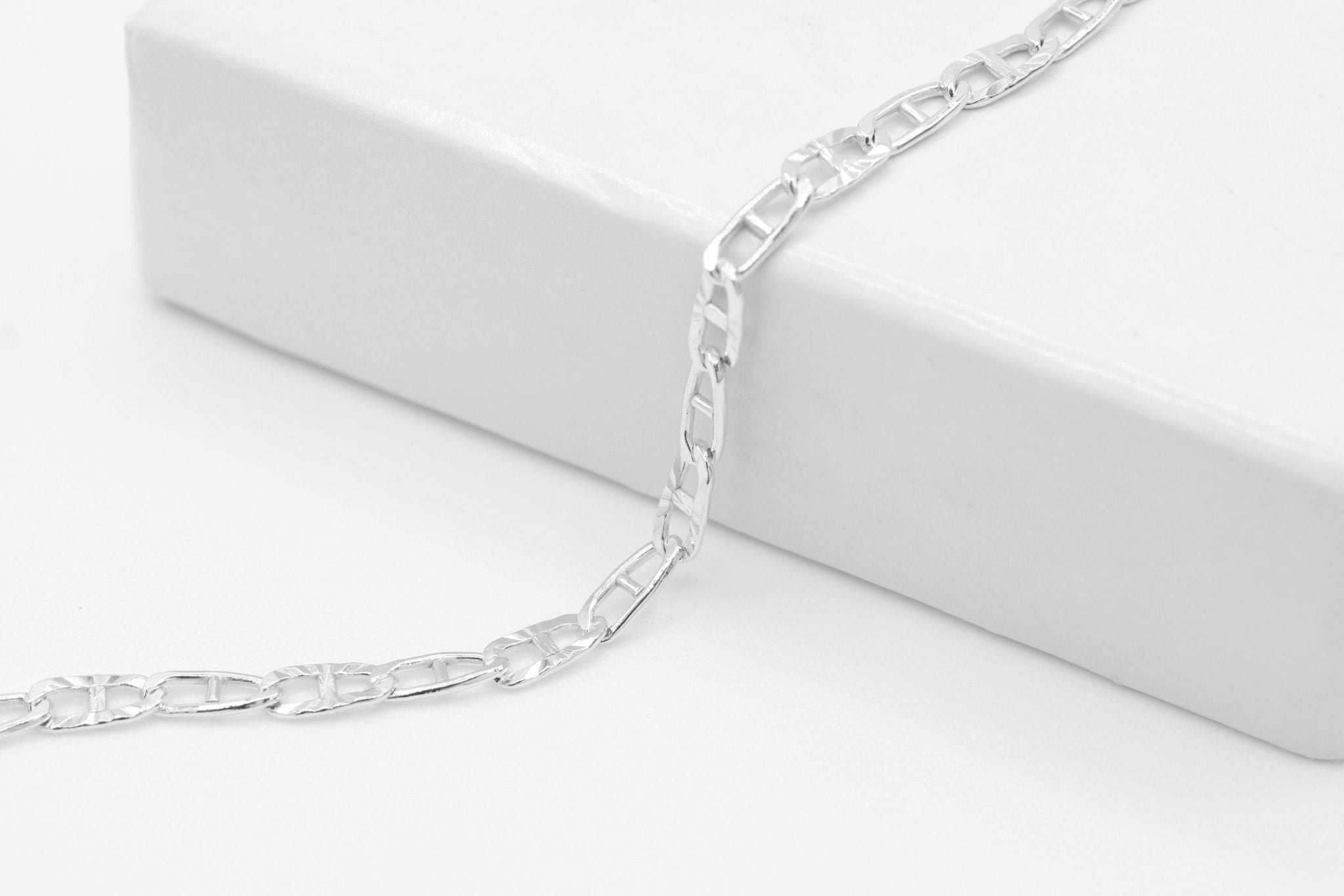 2mm x 4mm Anchor Starburst Chain, 925 Sterling Silver, Wholesale, Pay Per Foot, Jewelry Making Chain - HarperCrown