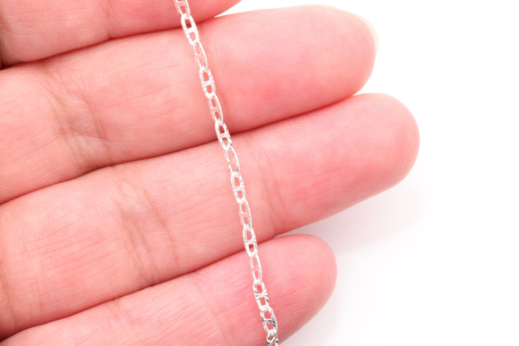 2mm x 4mm Mariner Anchor Starburst Chain, 925 Sterling Silver - HarperCrown