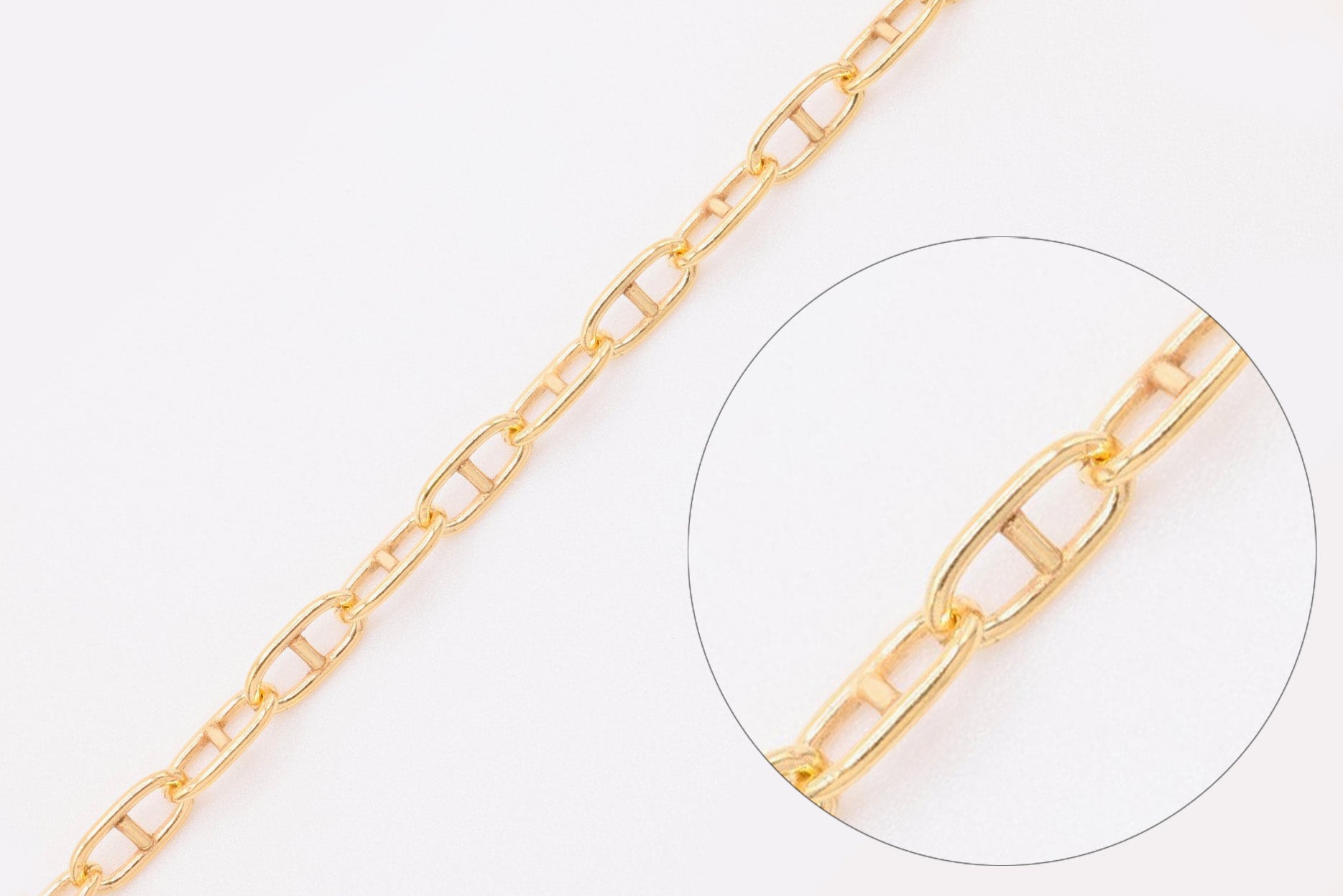2mm x 4mm Mariner Chain, 14/20 Gold - Filled, Bulk DIY Spool Pay Per Foot Jewelry Making Chain - HarperCrown