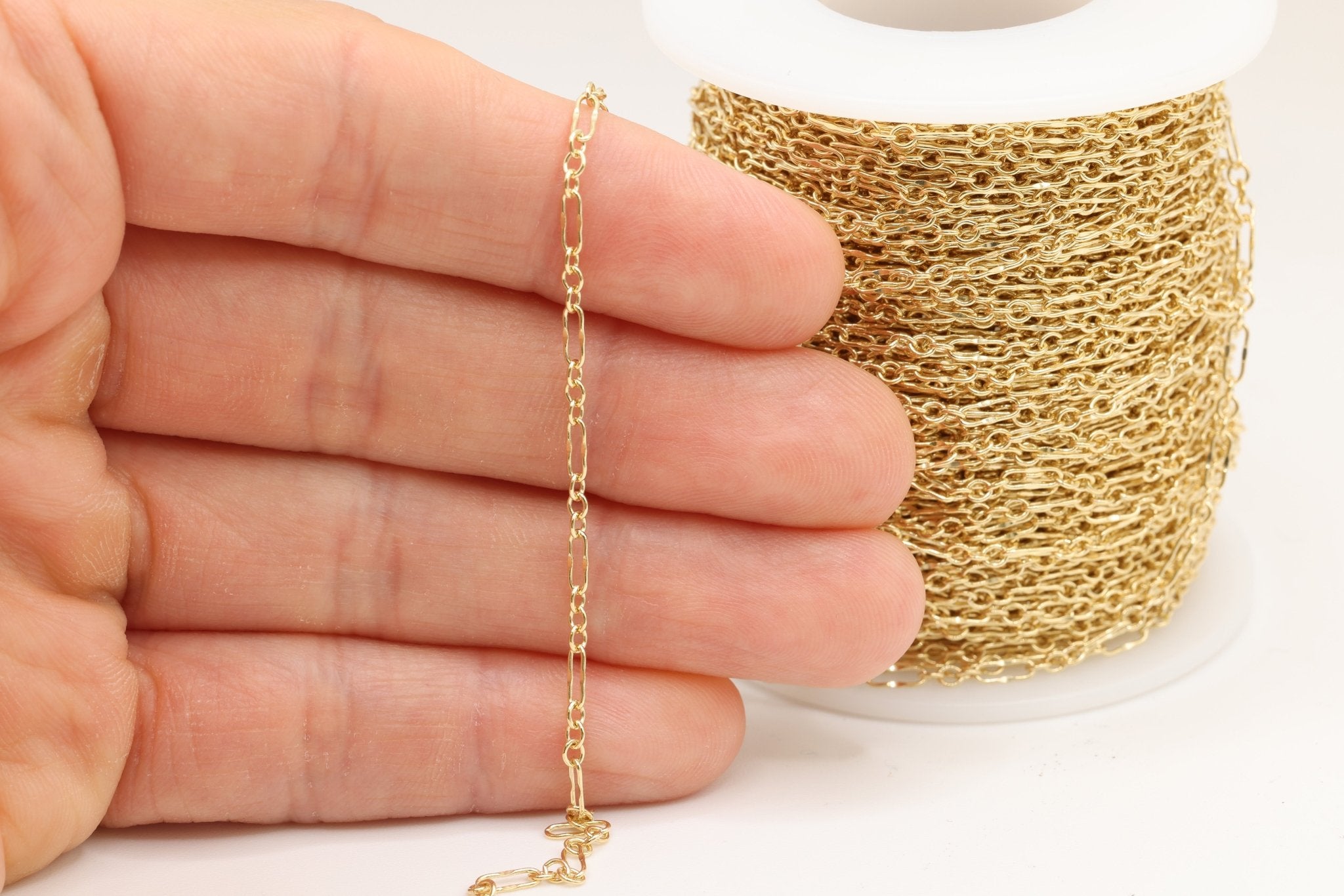 2mm x 5.5mm Dapped Chain, 14/20 Gold-Filled, Wholesale, Pay Per Foot, Jewelry Making Chain - HarperCrown