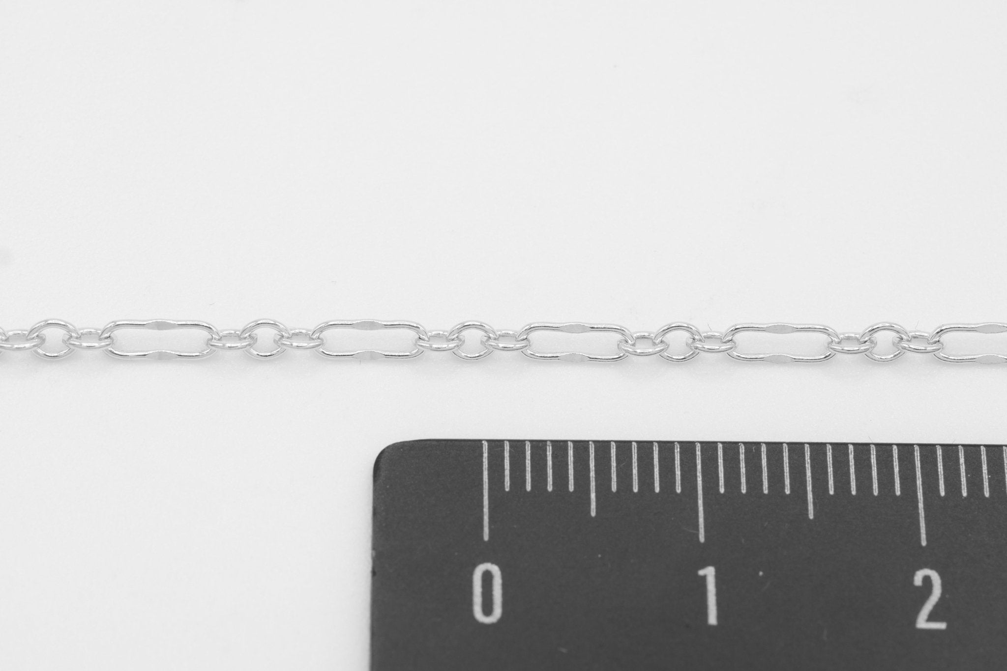 2mm x 5.5mm Dapped Chain, 925 Sterling Silver, Wholesale, Pay Per Foot, Jewelry Making Chain - HarperCrown