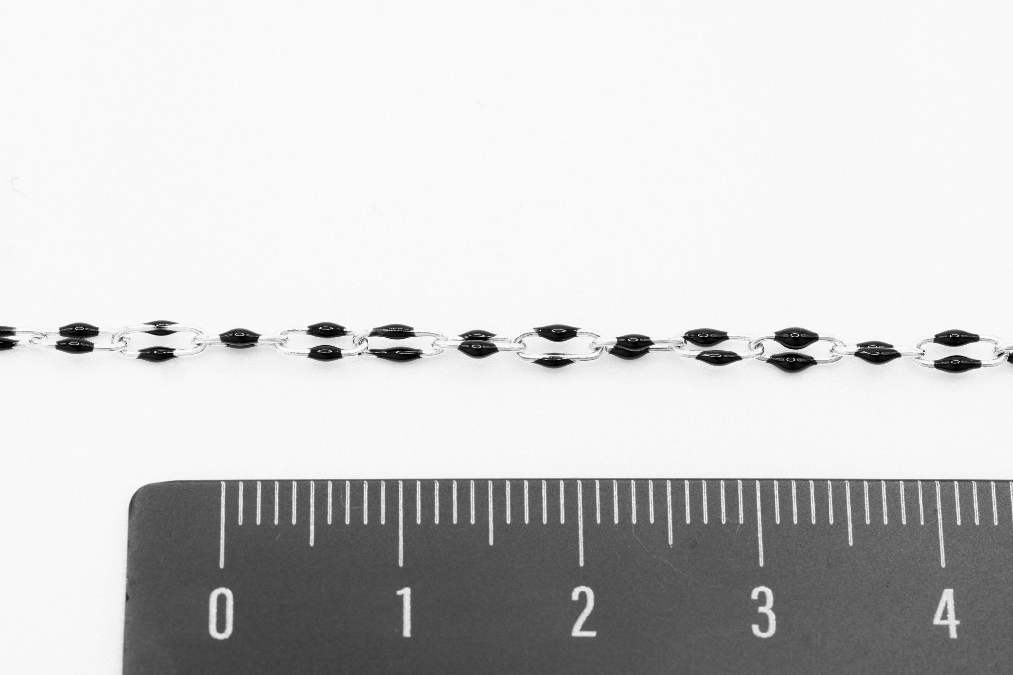 2mm x 5.5mm Paperclip Black Double Enamel Chain, 925 Sterling Silver, Enamel Color Unfinished Chain Permanent Jewelry - HarperCrown