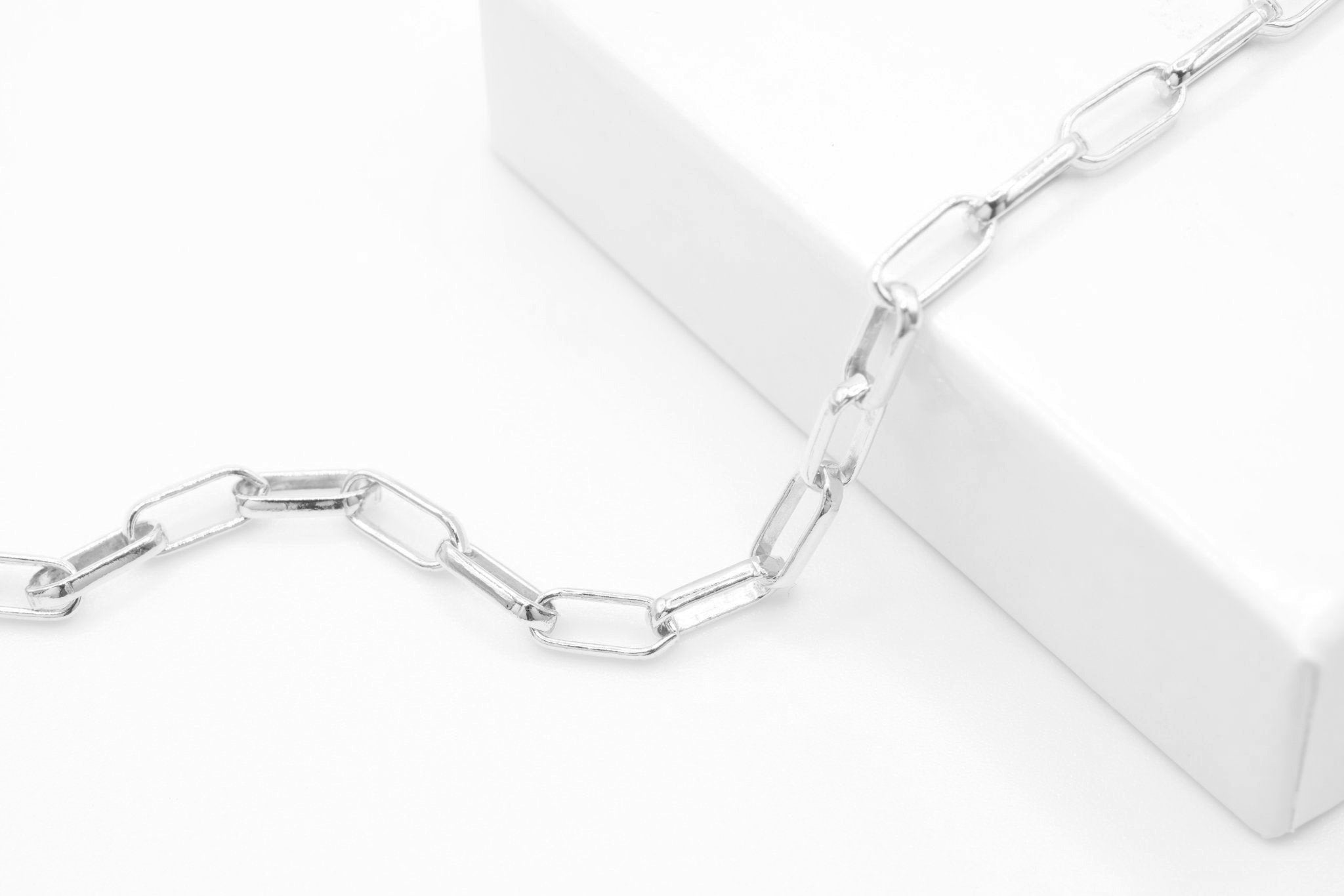 2mm x 5mm Elongated Rolo Chain, 925 Sterling Silver, Pay Per Inch, Jewelry Making Chain - HarperCrown