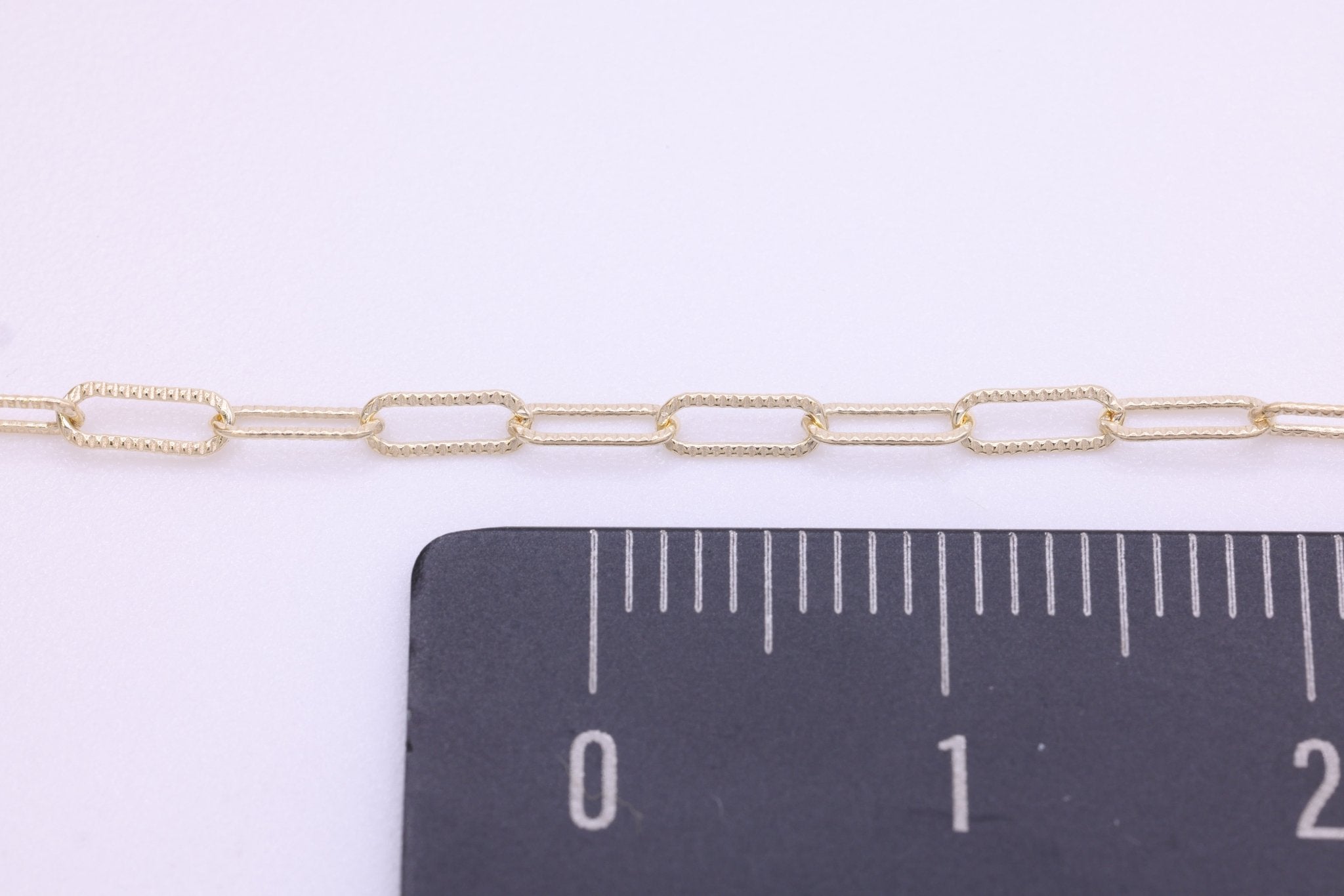 2mm x 5mm Knurled Paperclip Chain, 14/20 Gold - Filled, Wholesale, Pay Per Foot, Jewelry Making Chain - HarperCrown