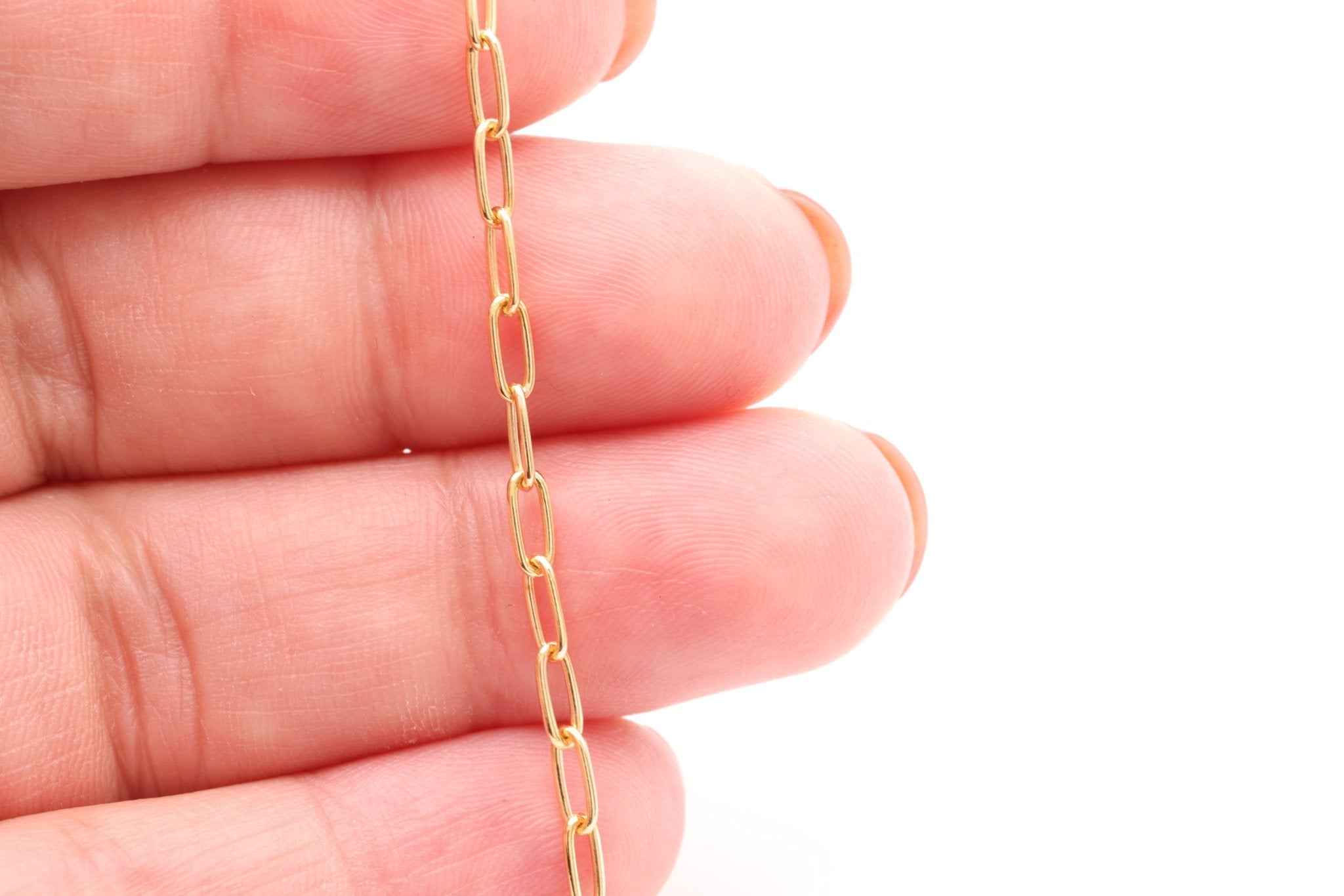 2mm x 5mm Paperclip Chain, Gold - Filled, Bulk DIY Spool Pay Per Foot Jewelry Making Chain - HarperCrown