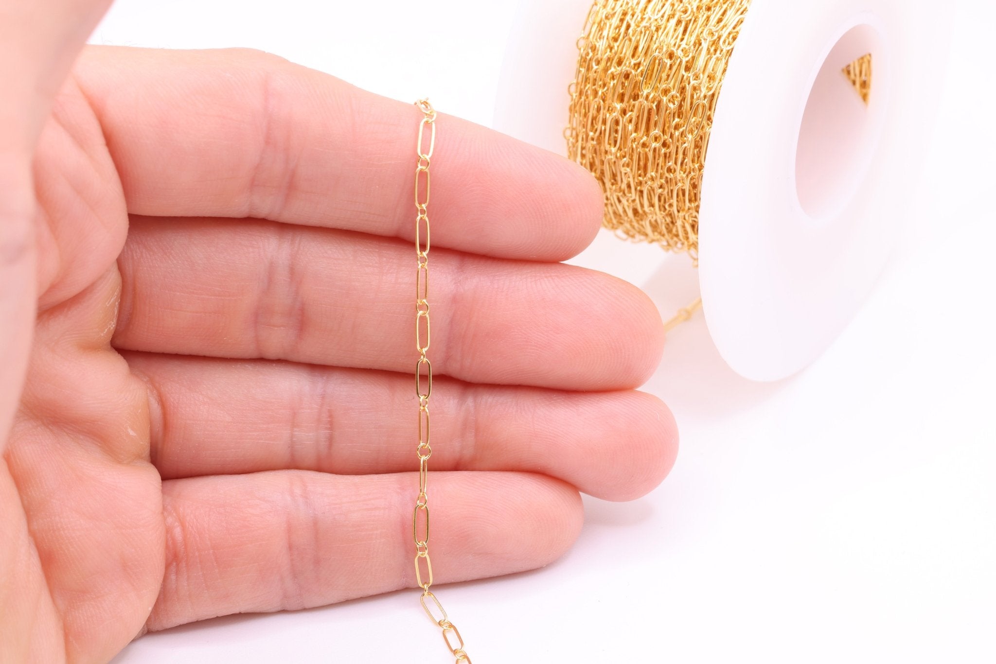 2mm x 5mm Paperclip Long & Short Chain, 14/20 Gold - Filled, Wholesale, Pay Per Foot, Jewelry Making Chain - HarperCrown