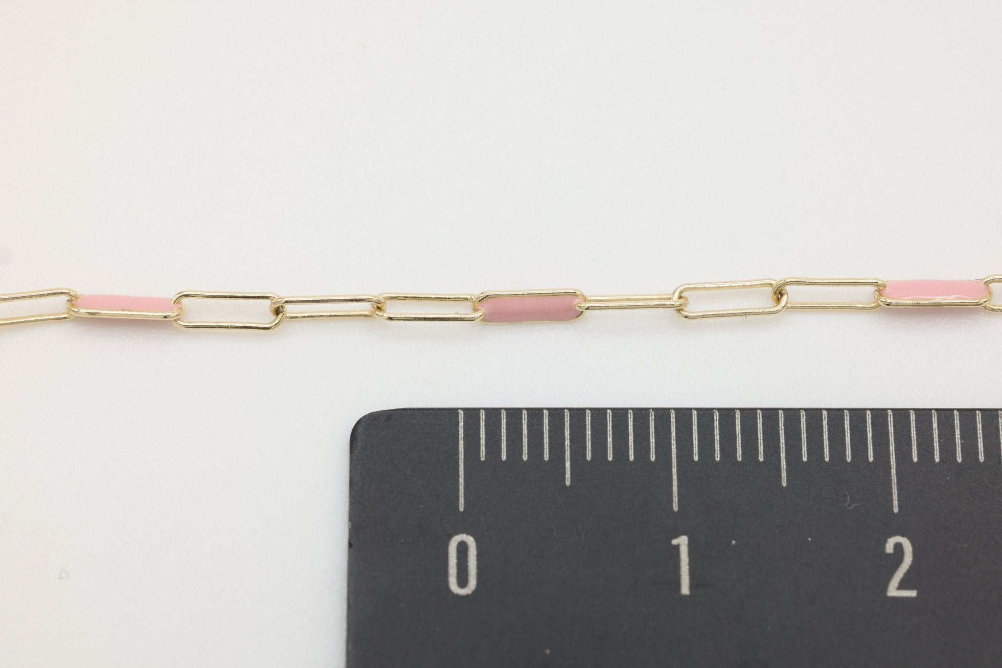 2mm x 5mm Paperclip Precision Pink Enamel Chain, 14/20 Gold - Filled, Wholesale, Chain Permanent Jewelry - HarperCrown