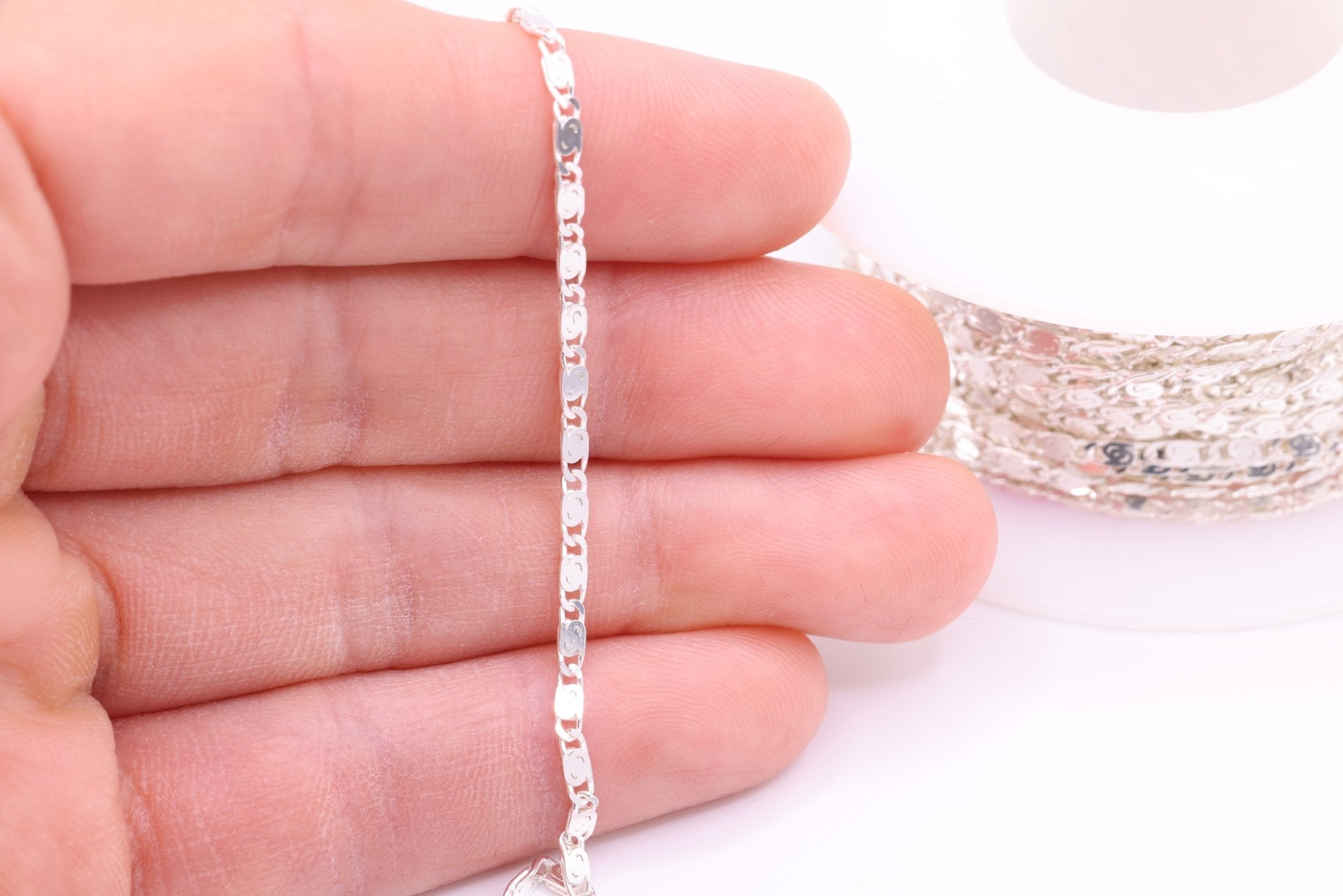2mm x 5mm Scroll Chain, 925 Sterling Silver, Pay Per Foot, Bulk DIY Spool Jewelry Making Chain - HarperCrown