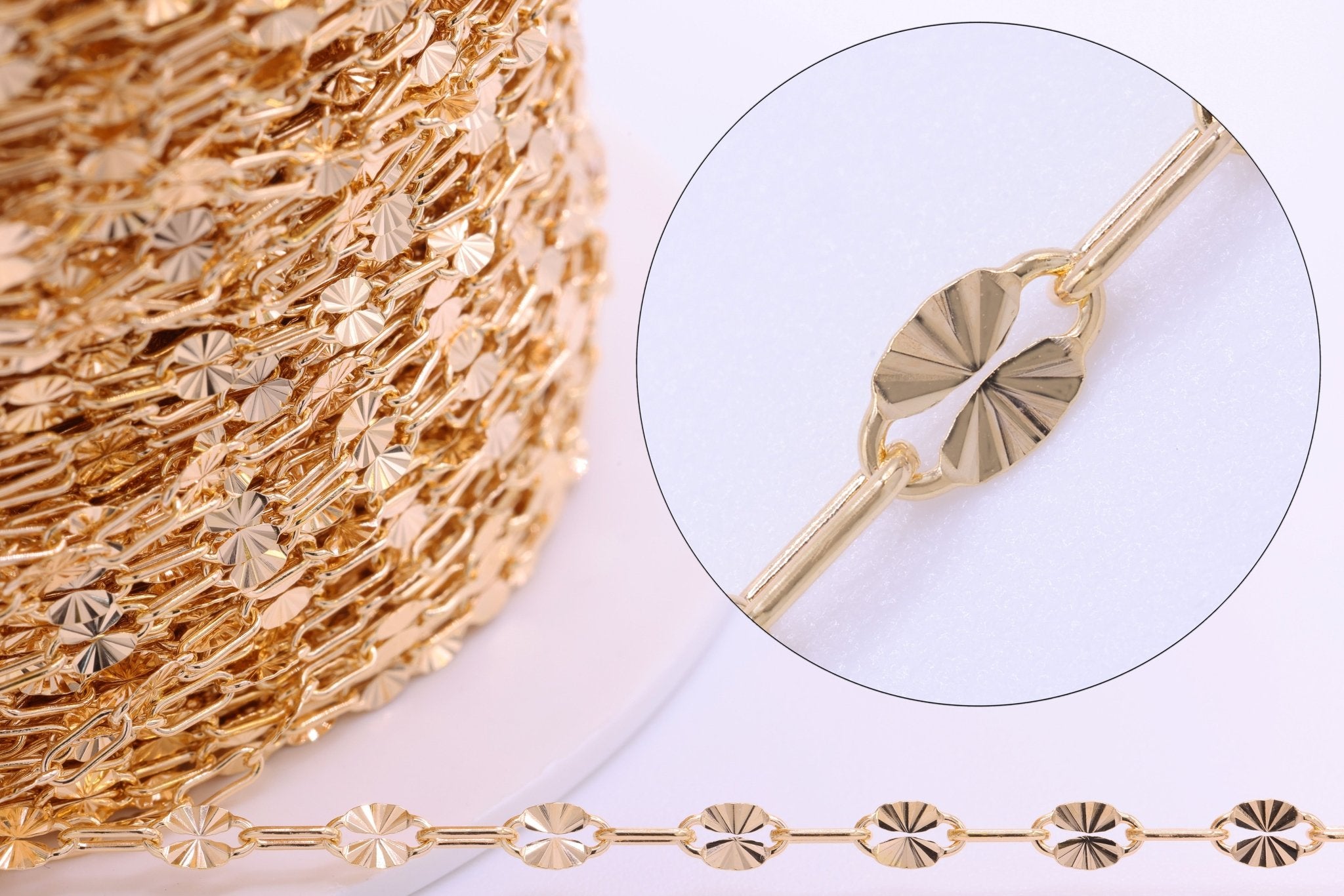 2mm x 6mm Starburst Chain, 14/20 Gold - Filled, Wholesale, Pay Per Foot, Jewelry Making Chain - HarperCrown