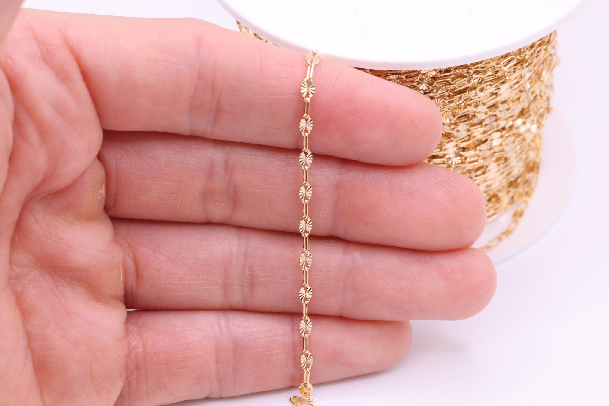 2mm x 6mm Starburst Chain, 14/20 Gold - Filled, Wholesale, Pay Per Foot, Jewelry Making Chain - HarperCrown