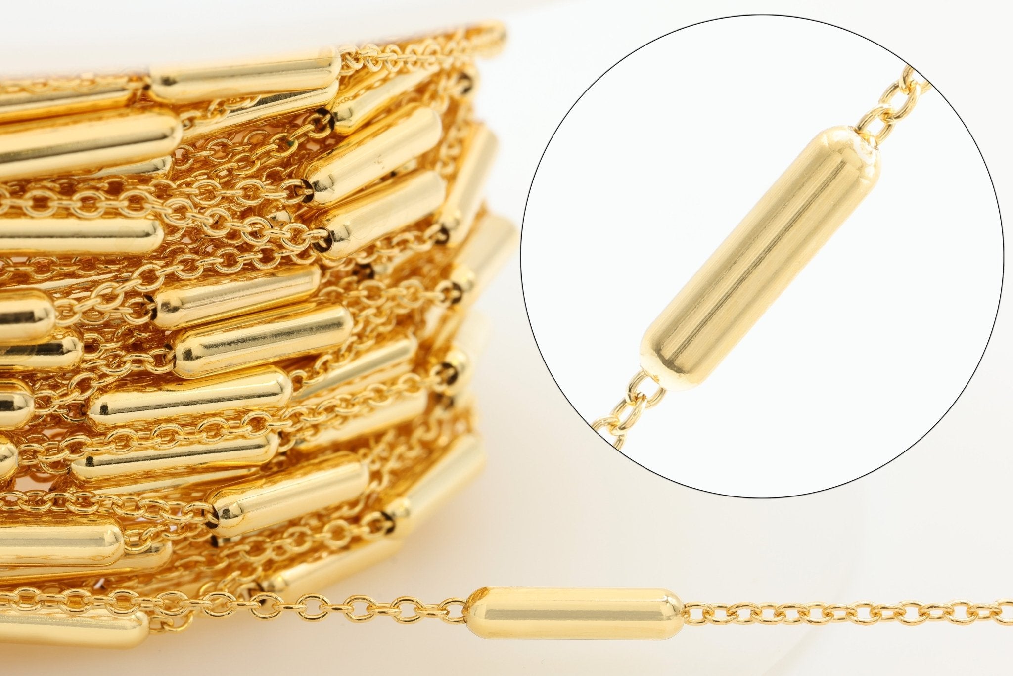 2mm x 8mm Satellite Tube Chain, 14/20 Gold - Filled, Wholesale, Pay Per Foot, Jewelry Making Chain - HarperCrown