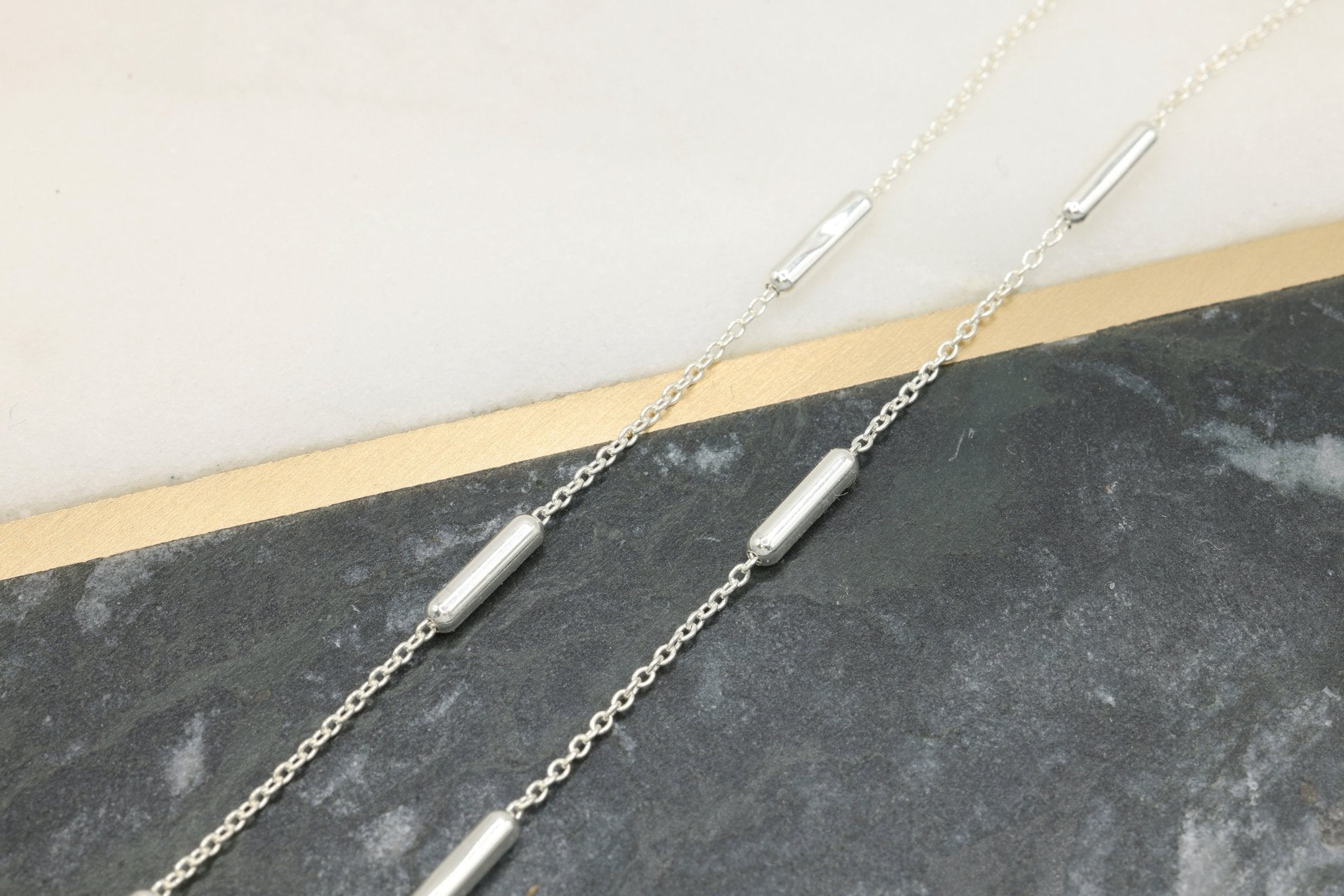 2mm x 8mm Satellite Tube Chain, 925 Sterling Silver, Wholesale, Pay Per Foot, Jewelry Making Chain - HarperCrown