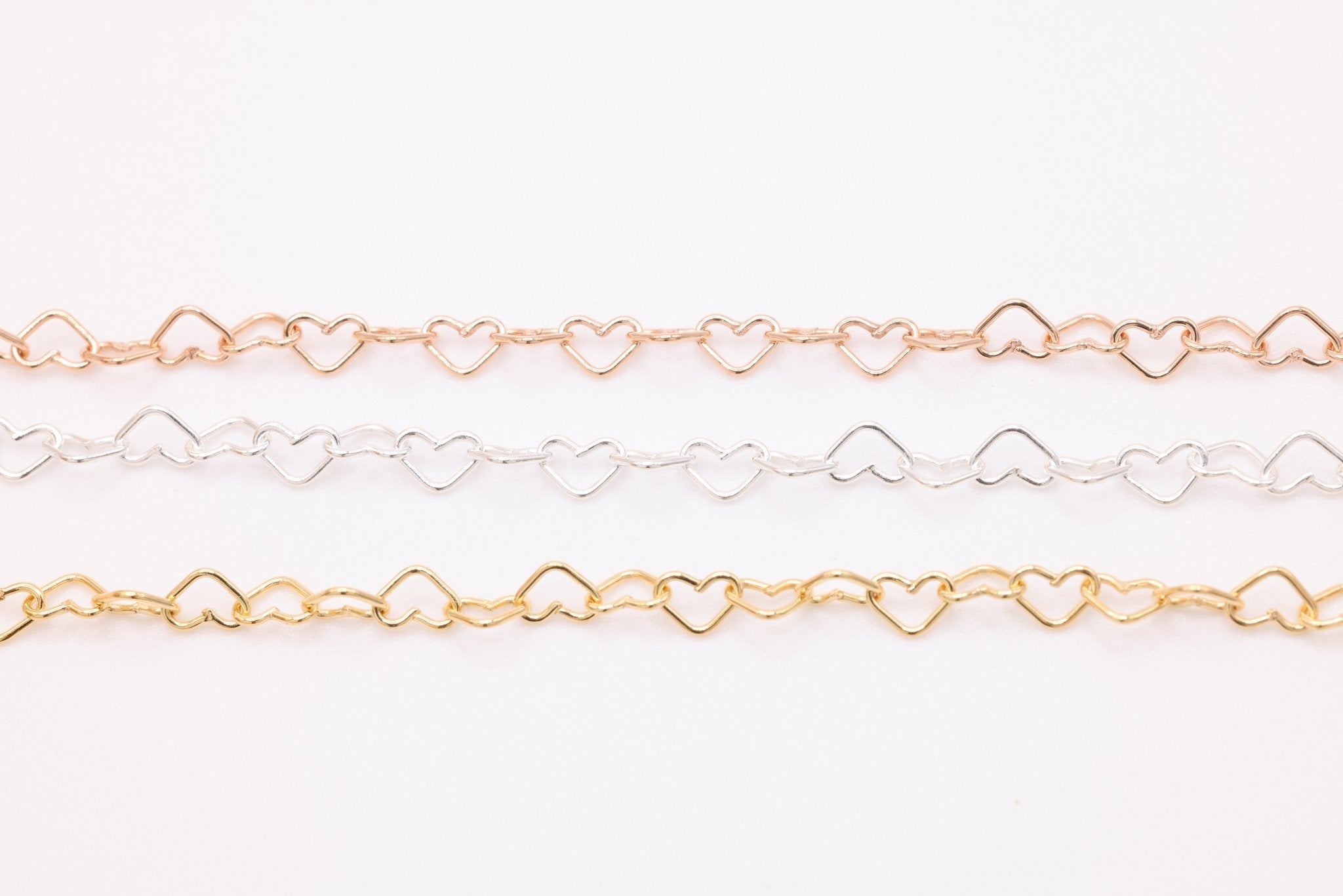 3.2mm Heart Chain, 925 Sterling Silver or 14K Gold-Filled, Heart Cable Chain Wholesale Jewelry Making - HarperCrown