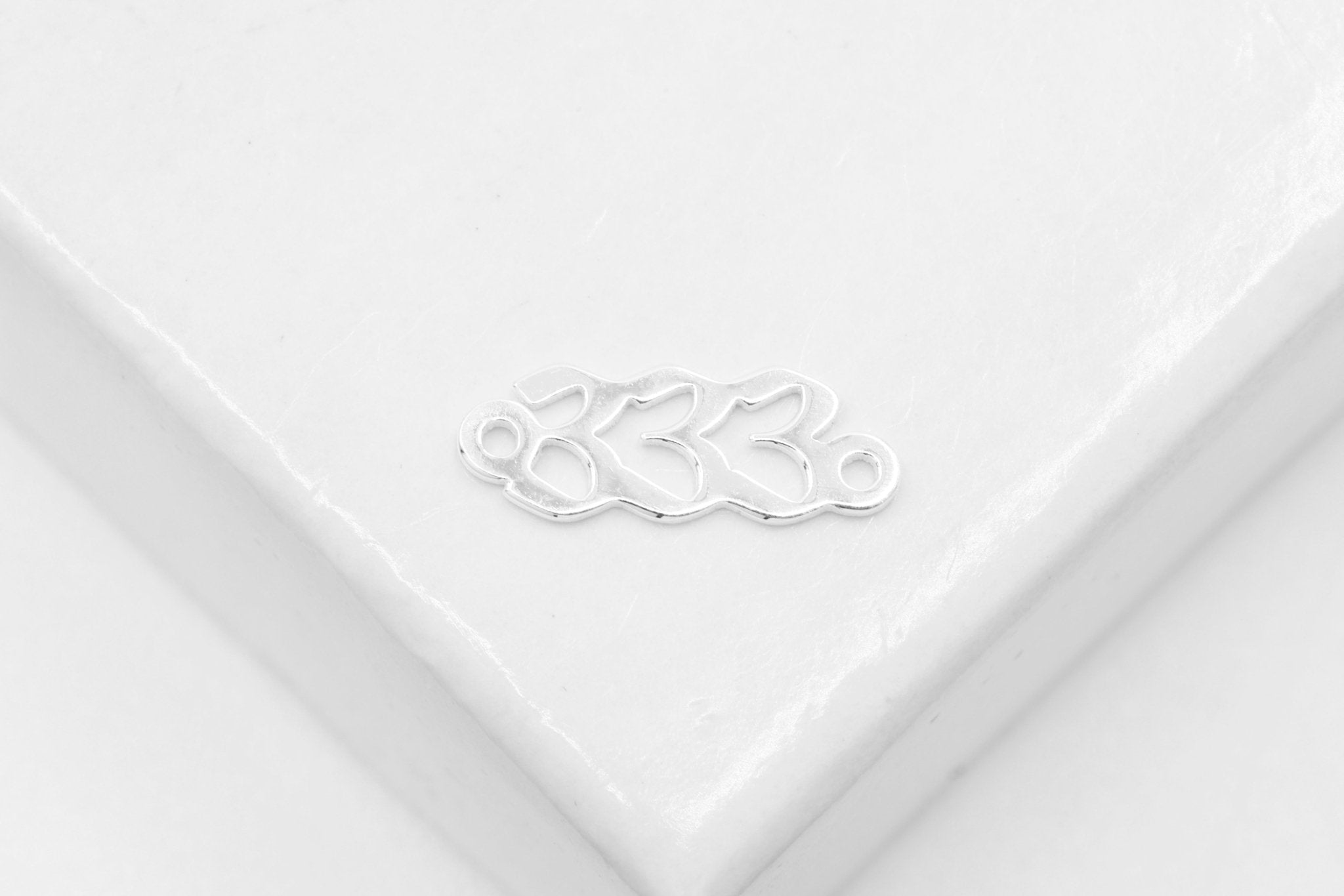 333 Angel Number Charm, 925 Sterling Silver, 9mm x 3mm, Bulk DIY Wholesale Jewelry Making Charm - HarperCrown
