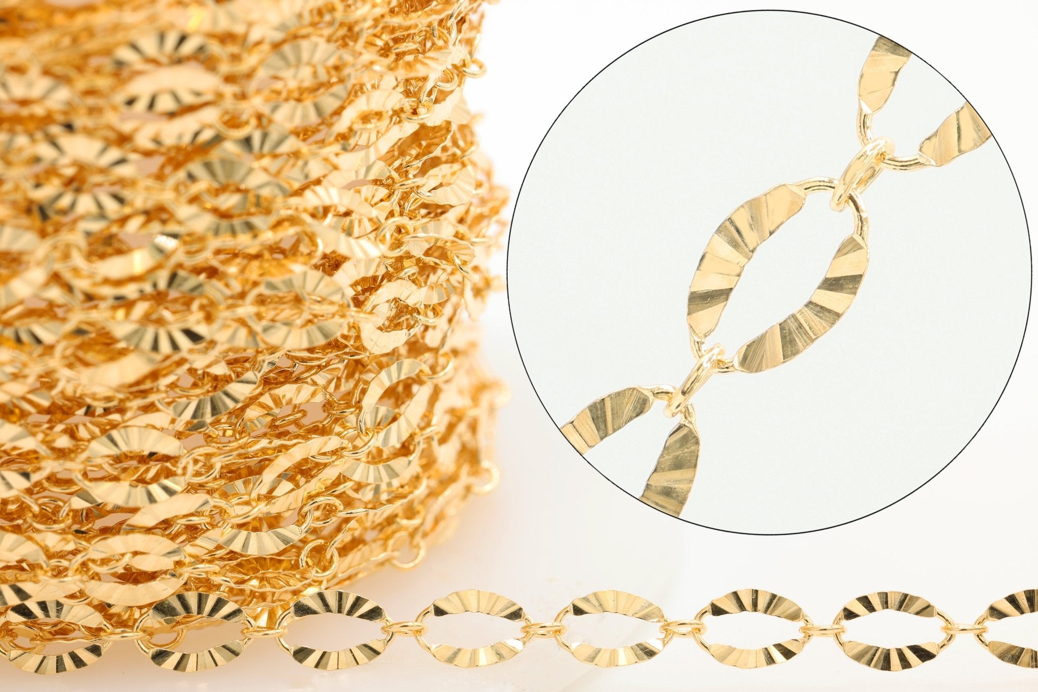 3.5mm x 5.5mm Starburst Cable Chain, 14/20 Gold-Filled, Wholesale, Pay Per Foot, Jewelry Making Chain - HarperCrown