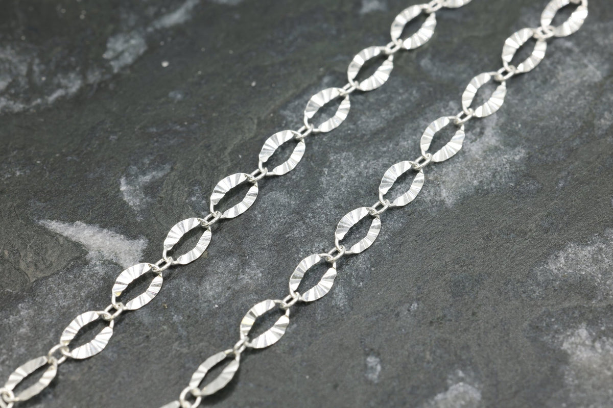 3.5mm x 5.5mm Starburst Cable Chain, 925 Sterling Silver, Wholesale, Pay Per Foot, Jewelry Making Chain - HarperCrown