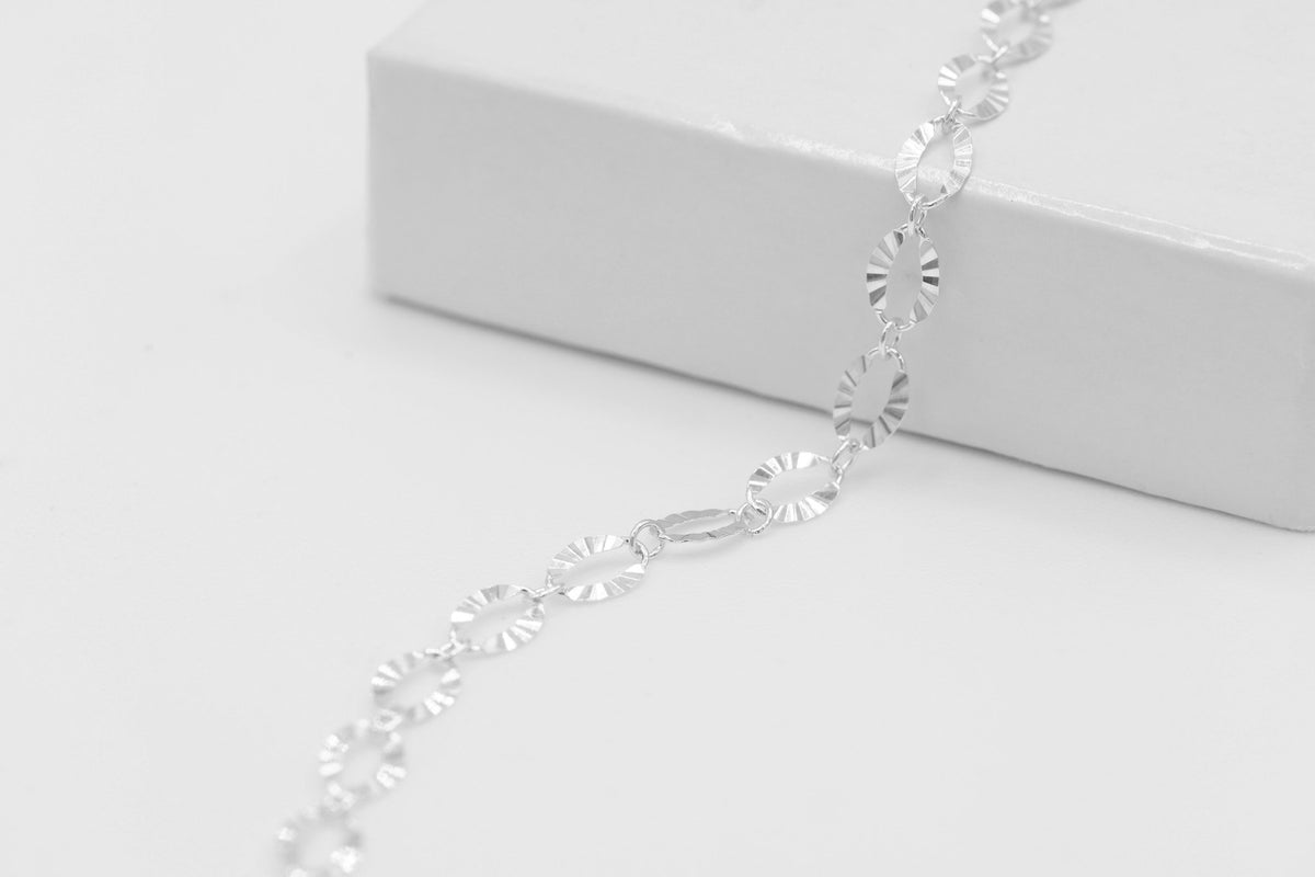 3.5mm x 5.5mm Starburst Cable Chain, 925 Sterling Silver, Wholesale, Pay Per Foot, Jewelry Making Chain - HarperCrown