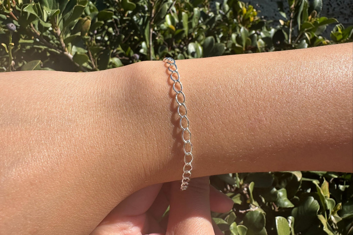 3.7mm Curb Flat Chain, 925 Sterling Silver, Wholesale, Pay Per Foot, Jewelry Making Chain - HarperCrown