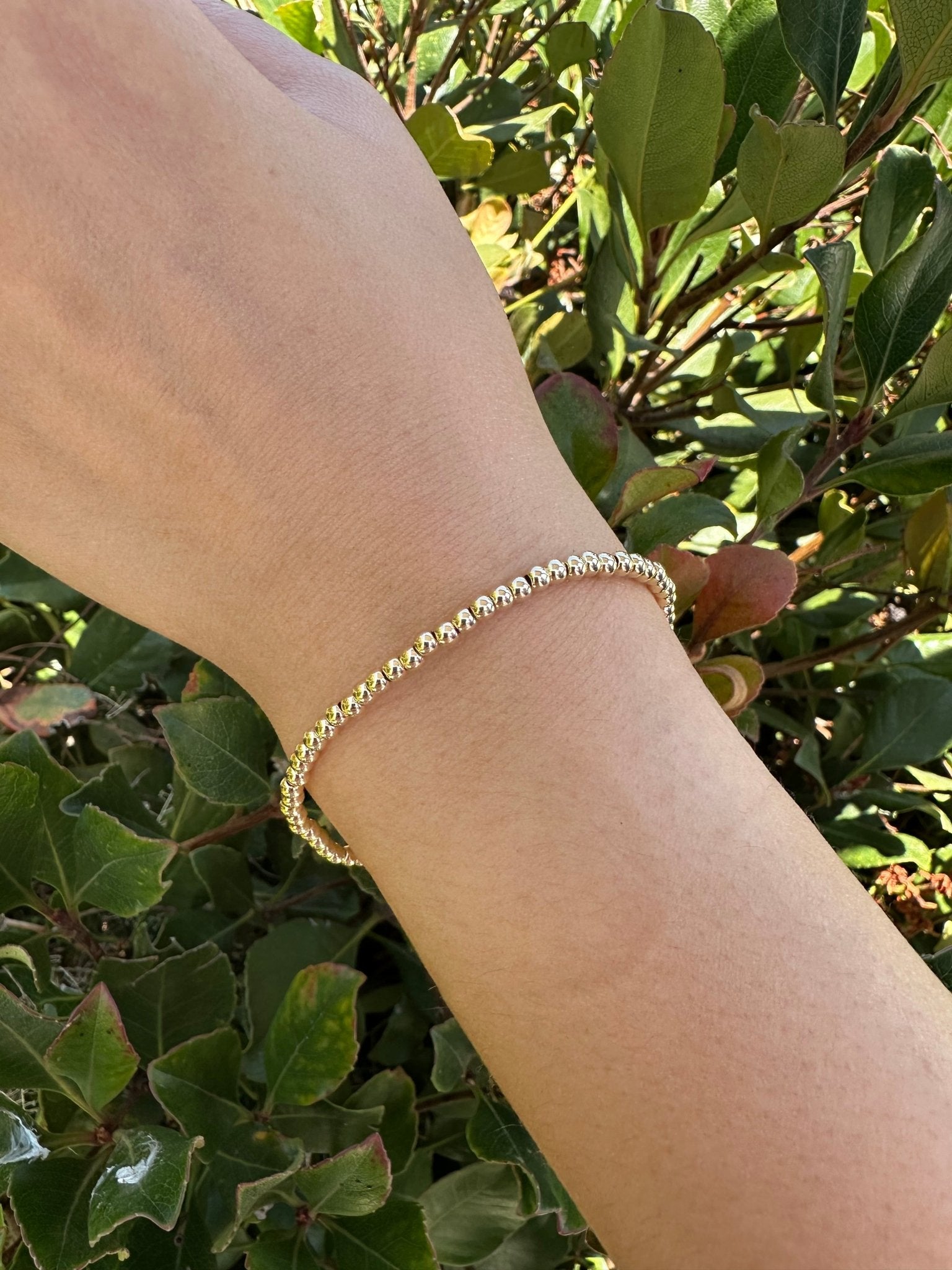 3mm Bead Bracelet, 14/20 Gold-Filled, Stretchable - HarperCrown