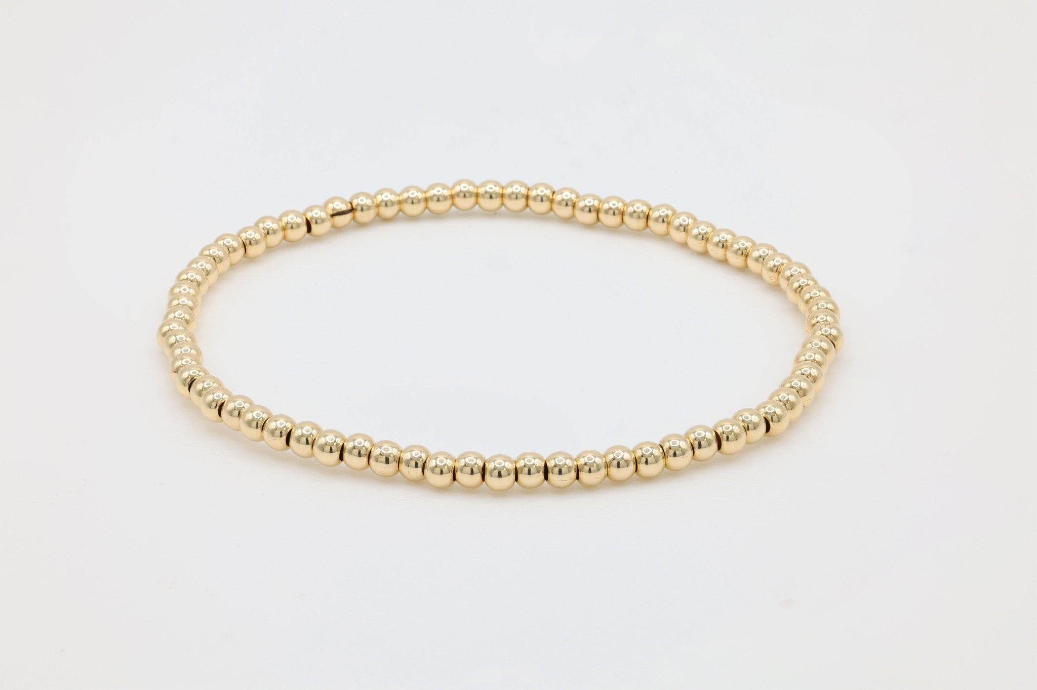 3mm Bead Bracelet, 14/20 Gold-Filled, Stretchable - HarperCrown