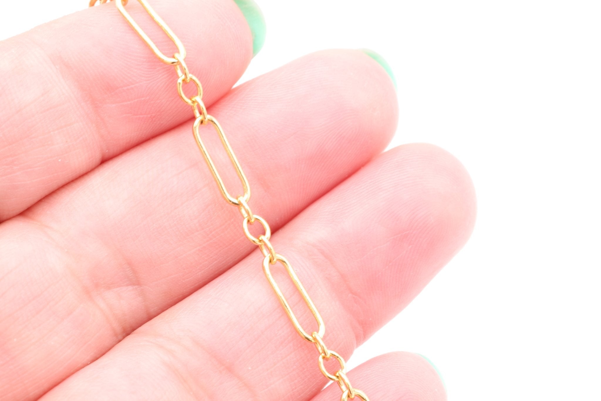 3mm Long & Short Cable Chain, Gold - Filled or Sterling Silver, Bulk Pay Per Foot Uncut Spools For Jewelers - HarperCrown