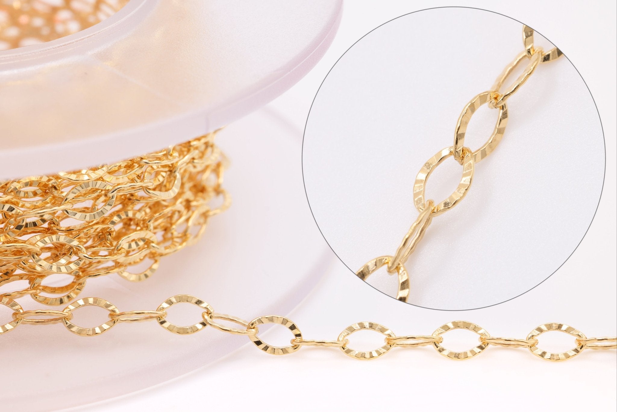 3mm or 4mm Starburst Diamond Cut Chain, Gold - Filled or Sterling Silver, Permanent Jewelry Bulk Pay Per Foot Uncut Spools For Jewelers - HarperCrown