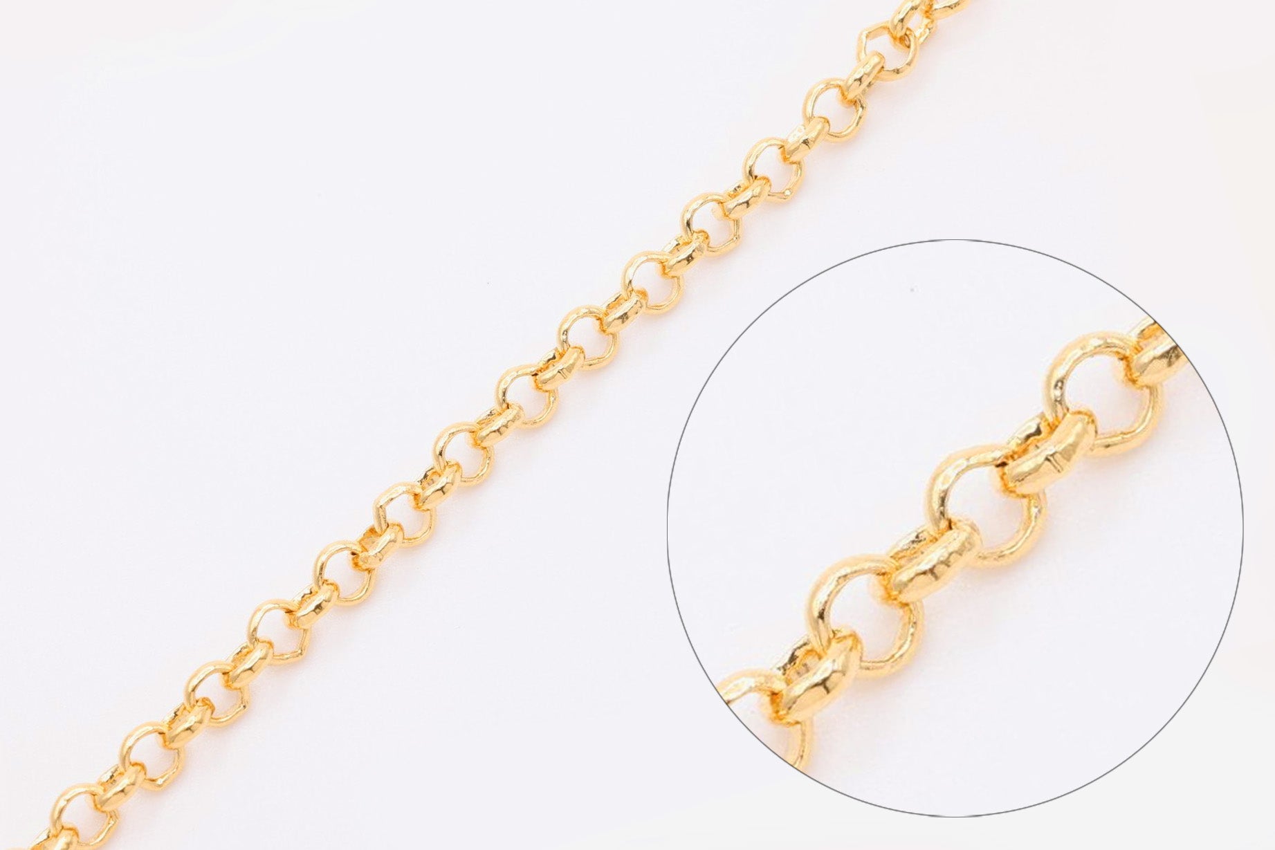 3mm x 3mm Charlotte Diamond Cut Rolo Chain, 14K Gold Overlay Plated, Wholesale Jewelry Chain - HarperCrown