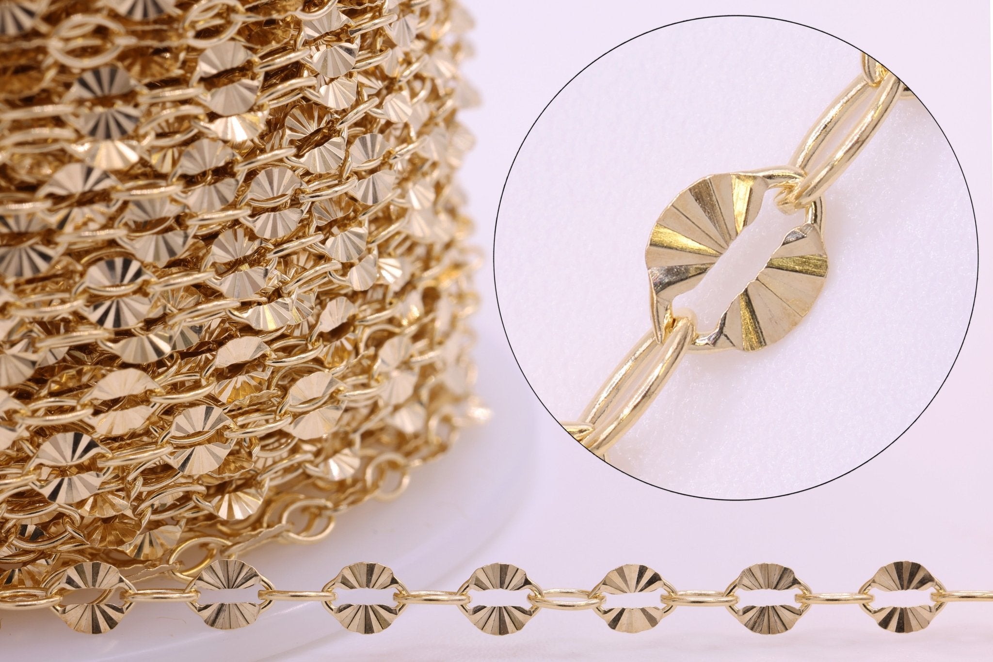 3mm x 4mm Starburst Chain, 14/20 Gold - Filled, Wholesale, Pay Per Foot, Jewelry Making Chain - HarperCrown