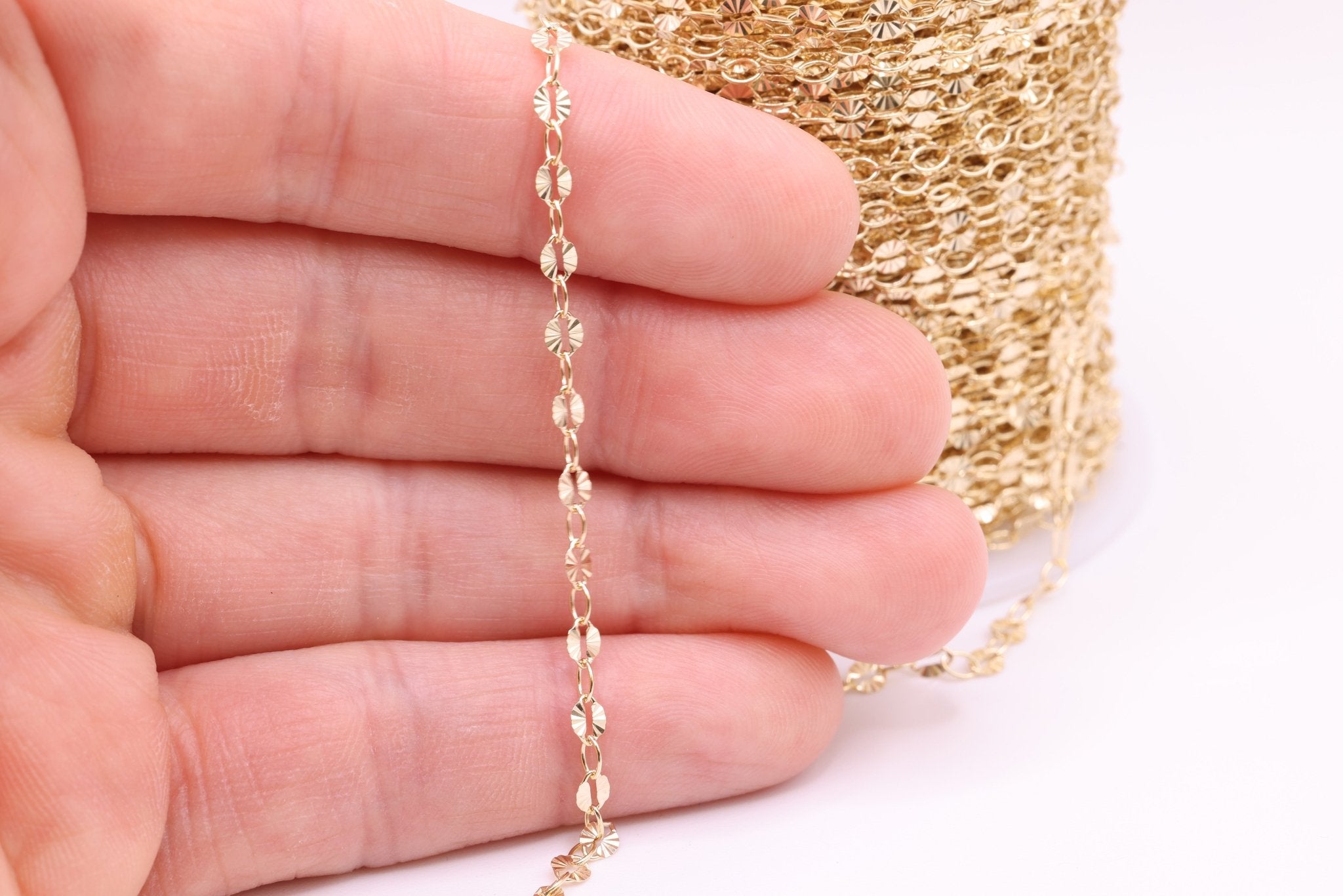 3mm x 4mm Starburst Chain, 14/20 Gold - Filled, Wholesale, Pay Per Foot, Jewelry Making Chain - HarperCrown