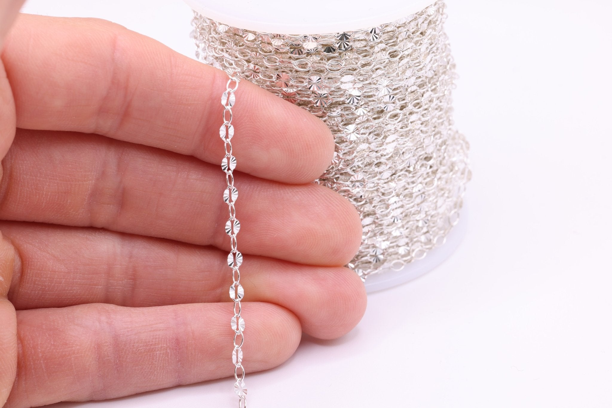 3mm x 4mm Starburst Chain, 925 Sterling Silver, Wholesale, Pay Per Foot, Jewelry Making Chain - HarperCrown
