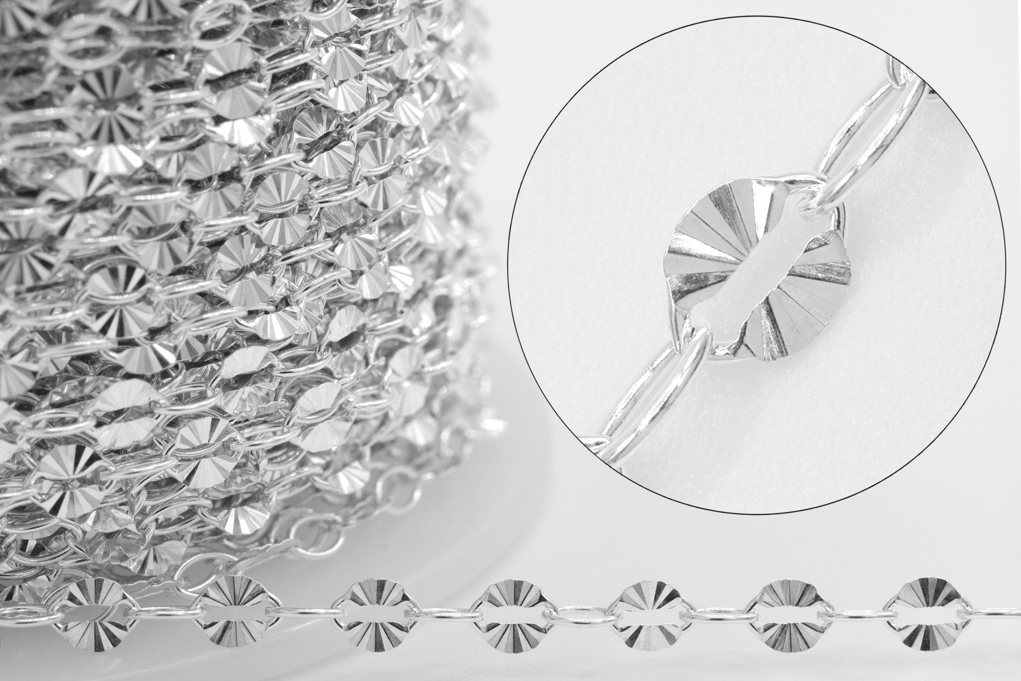 3mm x 4mm Starburst Chain, 925 Sterling Silver, Wholesale, Pay Per Foot, Jewelry Making Chain - HarperCrown