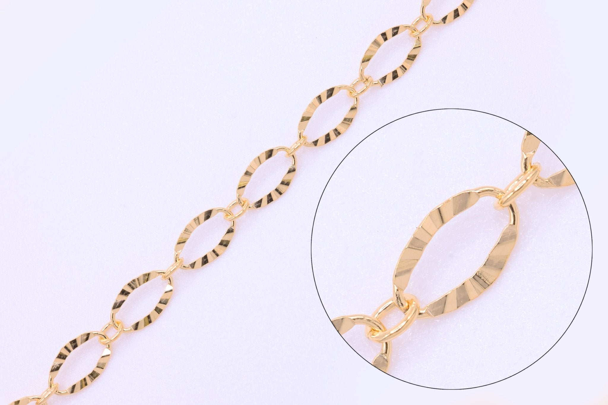 3mm x 5mm Oval Starburst Chain, 14/20 Gold - Filled, Wholesale, Pay Per Foot, Jewelry Making Chain - HarperCrown