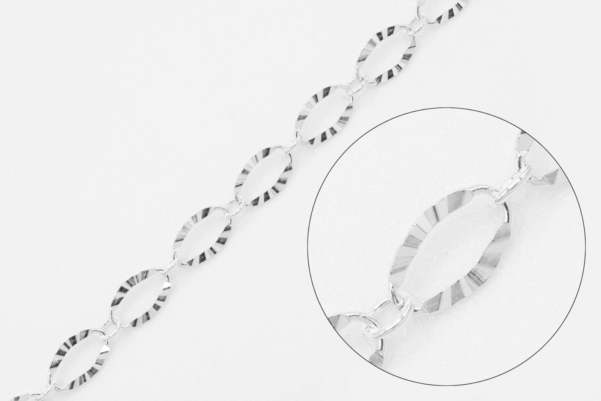 3mm x 5mm Oval Starburst Chain, 925 Sterling Silver, Wholesale, Pay Per Foot, Jewelry Making Chain - HarperCrown