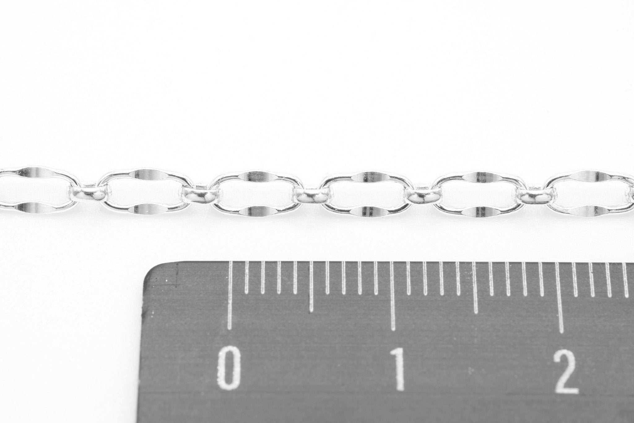 3mm x 6mm Dapped Chain, 925 Sterling Silver, Bulk Pay Per Foot Jewelry Making Chain - HarperCrown