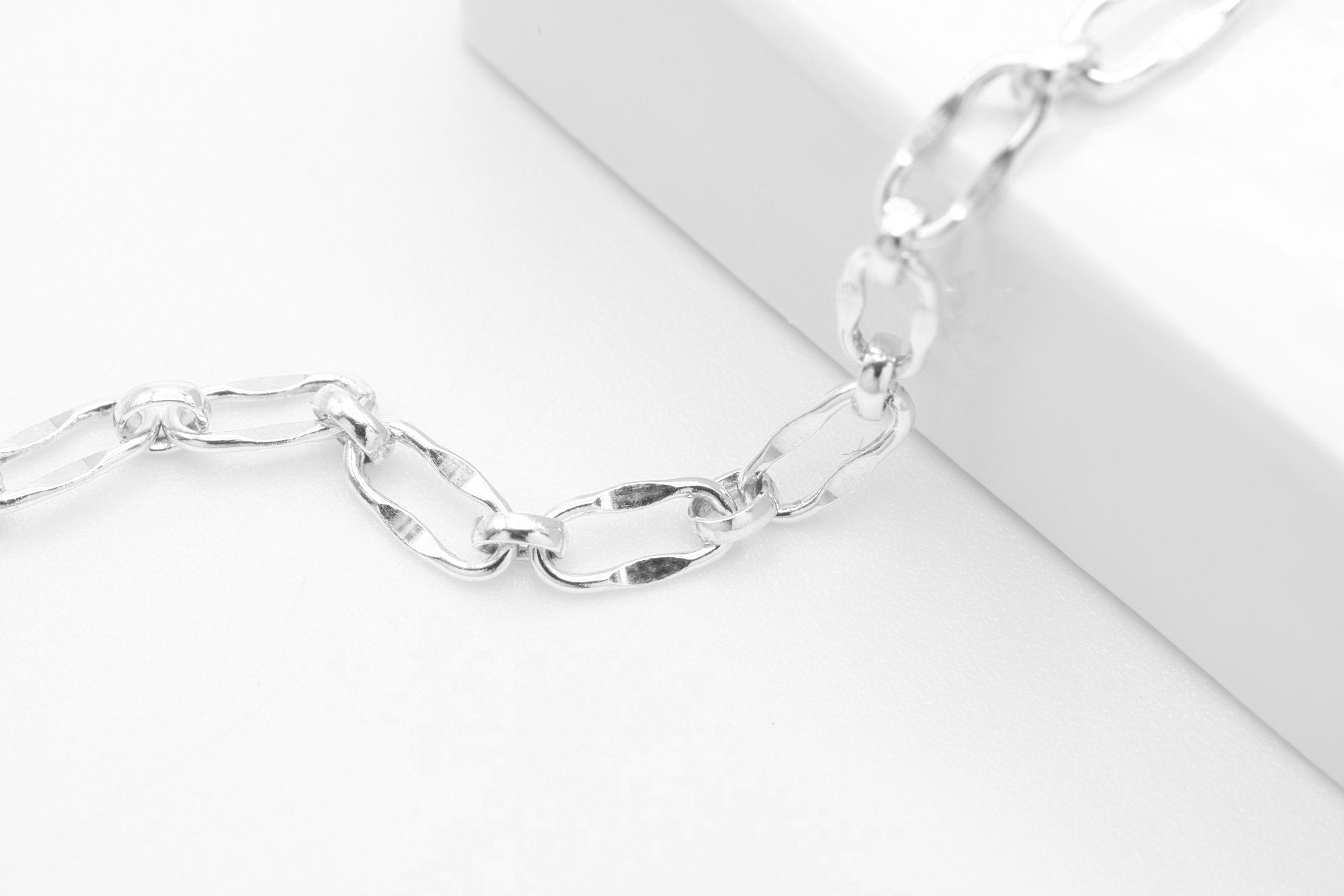 3mm x 6mm Dapped Chain, 925 Sterling Silver, Bulk Pay Per Foot Jewelry Making Chain - HarperCrown