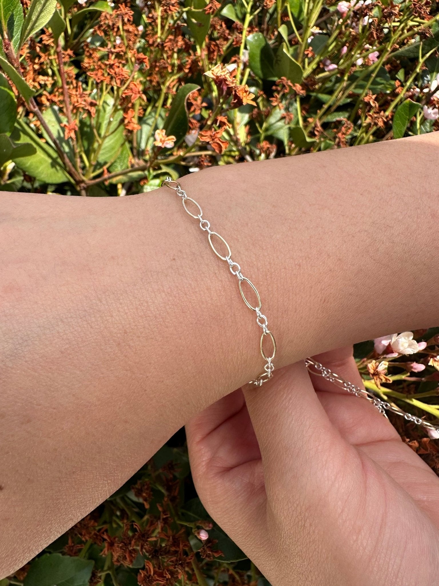 3mm x 7.5mm Long & Short Oval Two Tone Chain, 14/20 Gold - Filled or 925 Sterling Silver, Wholesale, Pay Per Foot, Jewelry Making Chain - HarperCrown