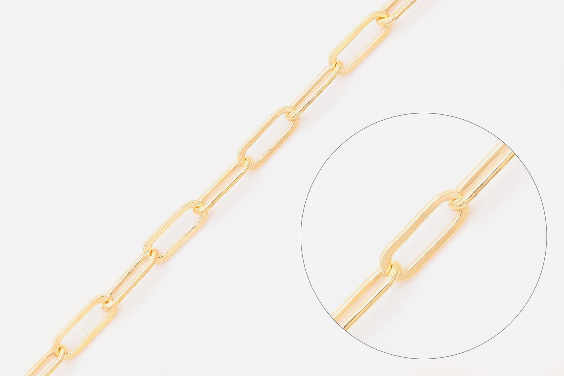 3mm x 8mm Flat Paperclip Chain, Gold - Filled, Bulk DIY Spool Pay Per Foot Jewelry Making Chain - HarperCrown
