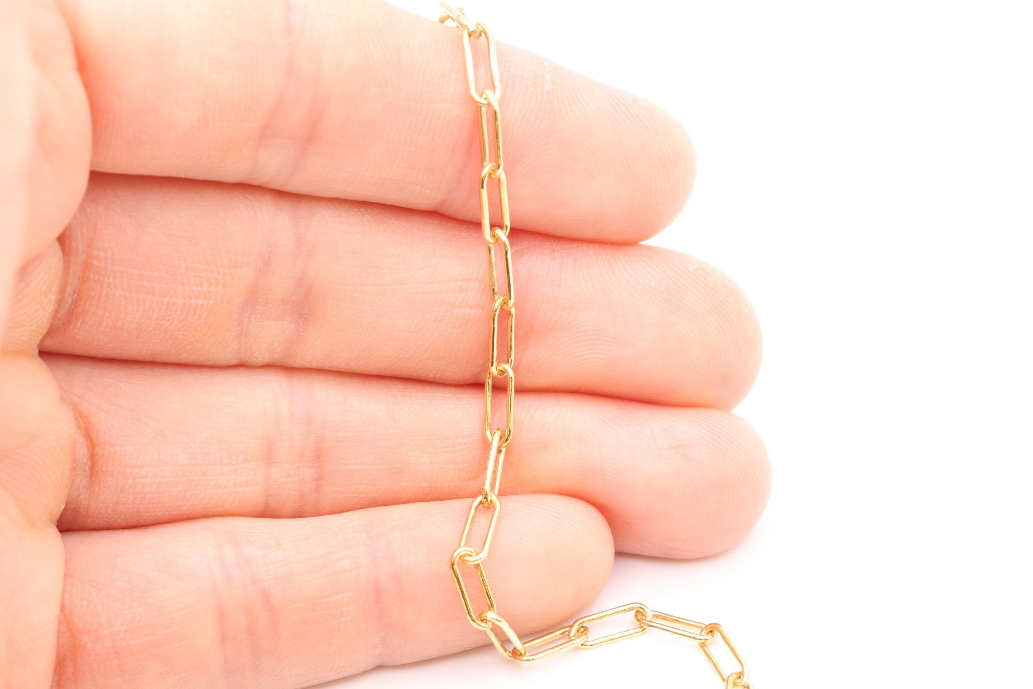 3mm x 8mm Paperclip Cable Chain, Gold - Filled, Bulk DIY Spool Pay Per Foot Jewelry Making Chain - HarperCrown