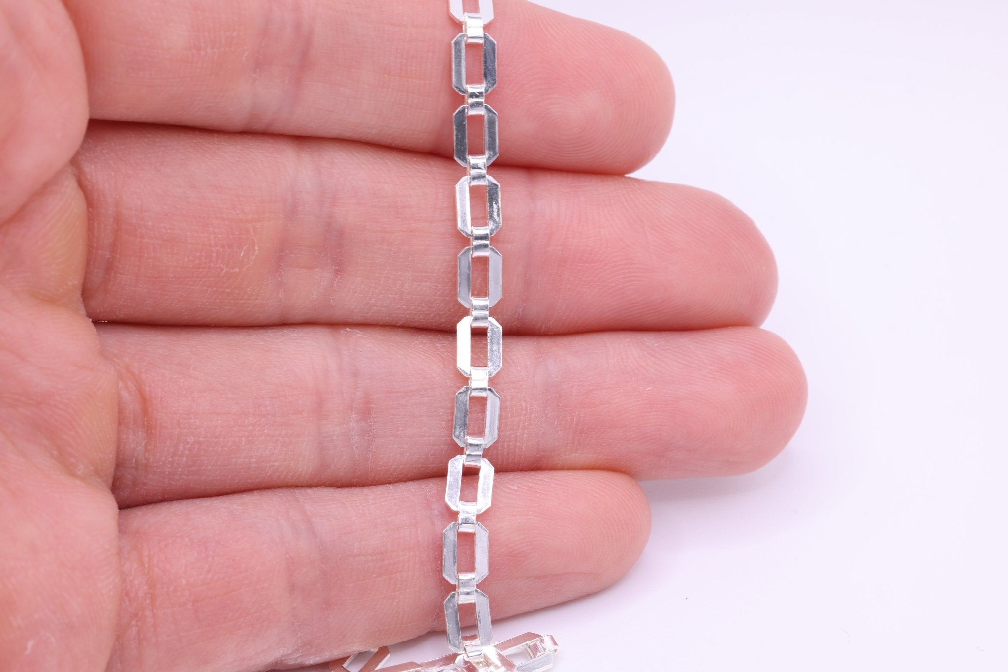 4.3mm x 6mm Bracelet Chain, 925 Sterling Silver, Wholesale, Pay Per Inch, Jewelry Making Chain - HarperCrown