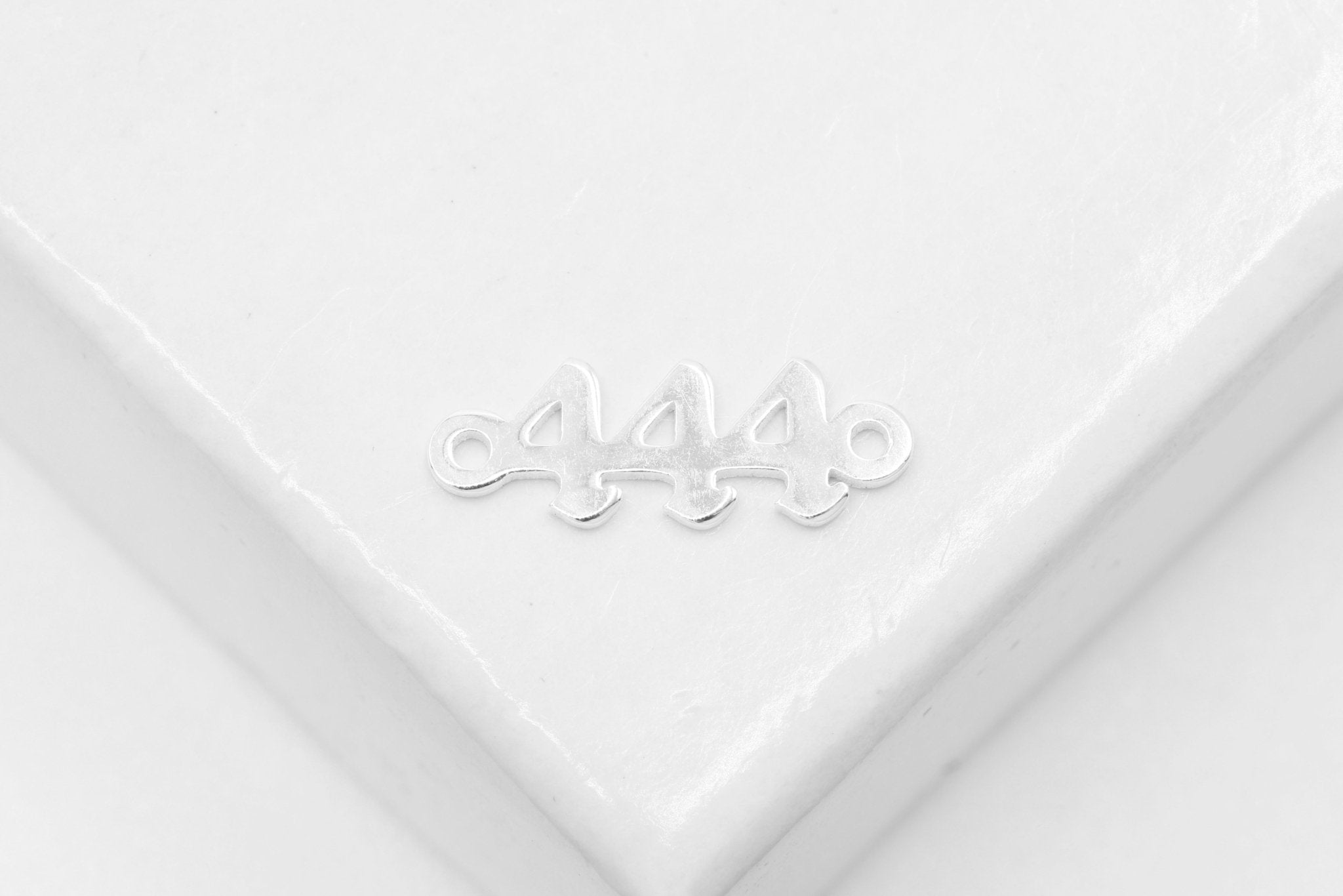 444 Angel Number Charm, 925 Sterling Silver, 9mm x 3mm, Bulk DIY Wholesale Jewelry Making Charm - HarperCrown