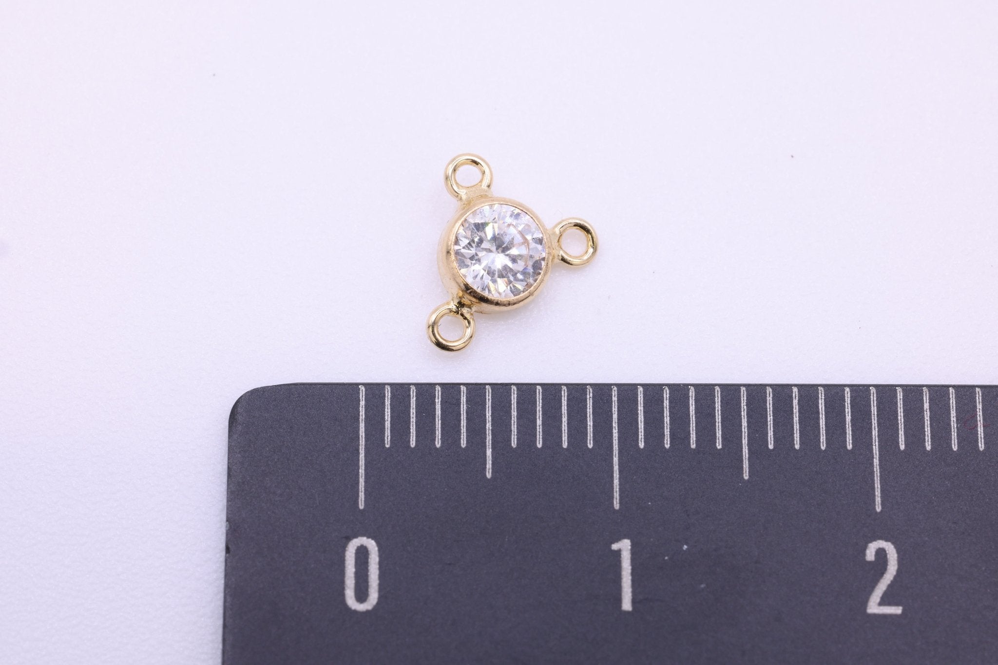 4mm Cubic Zirconia Y Link Connector Charm, 14/20 Gold - Filled, Lariat Triple Bail - HarperCrown