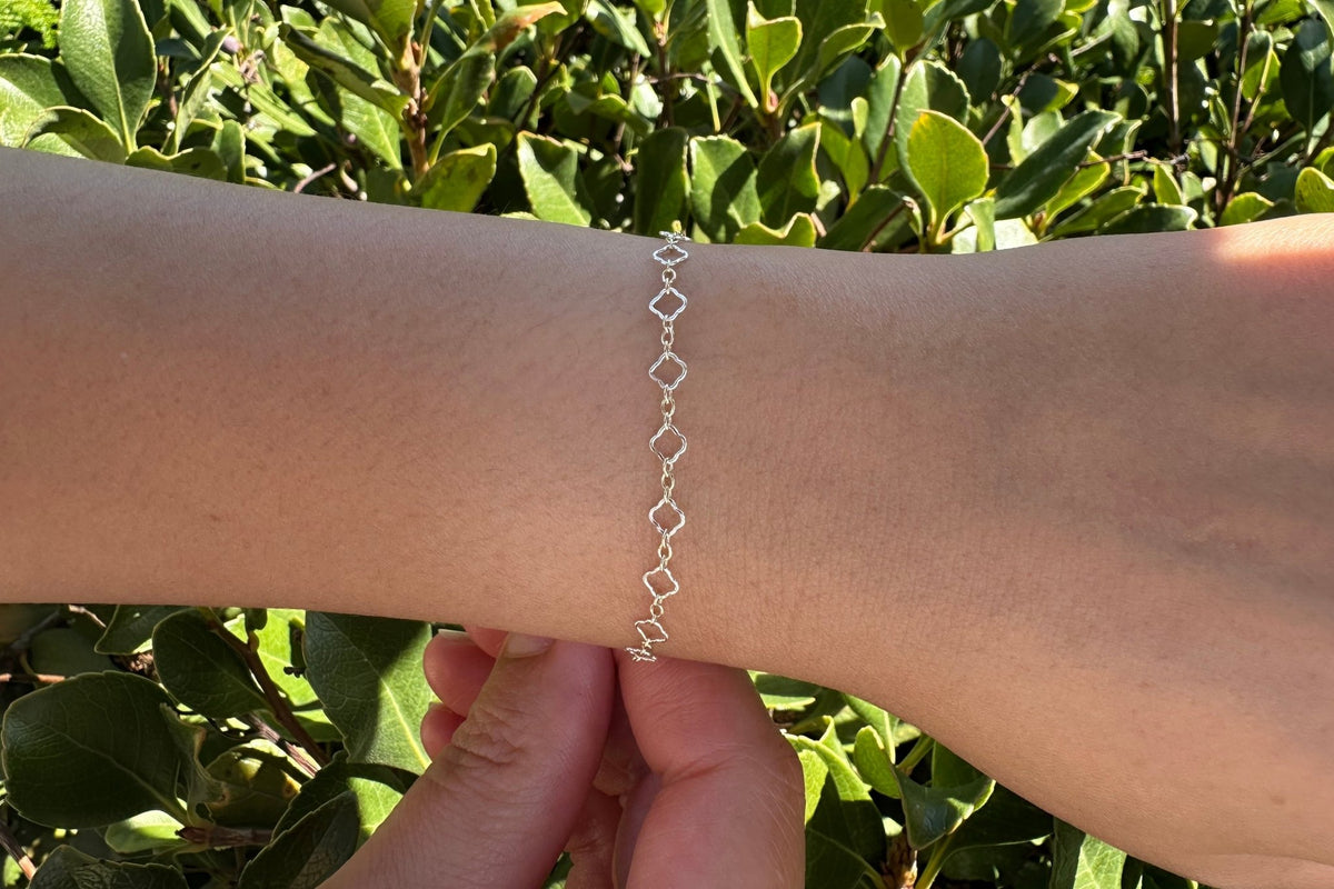 4mm Flower Long & Short Two Tone Chain, 14/20 Gold-Filled and 925 Sterling Silver, Wholesale, Pay Per Foot, Jewelry Making Chain - HarperCrown