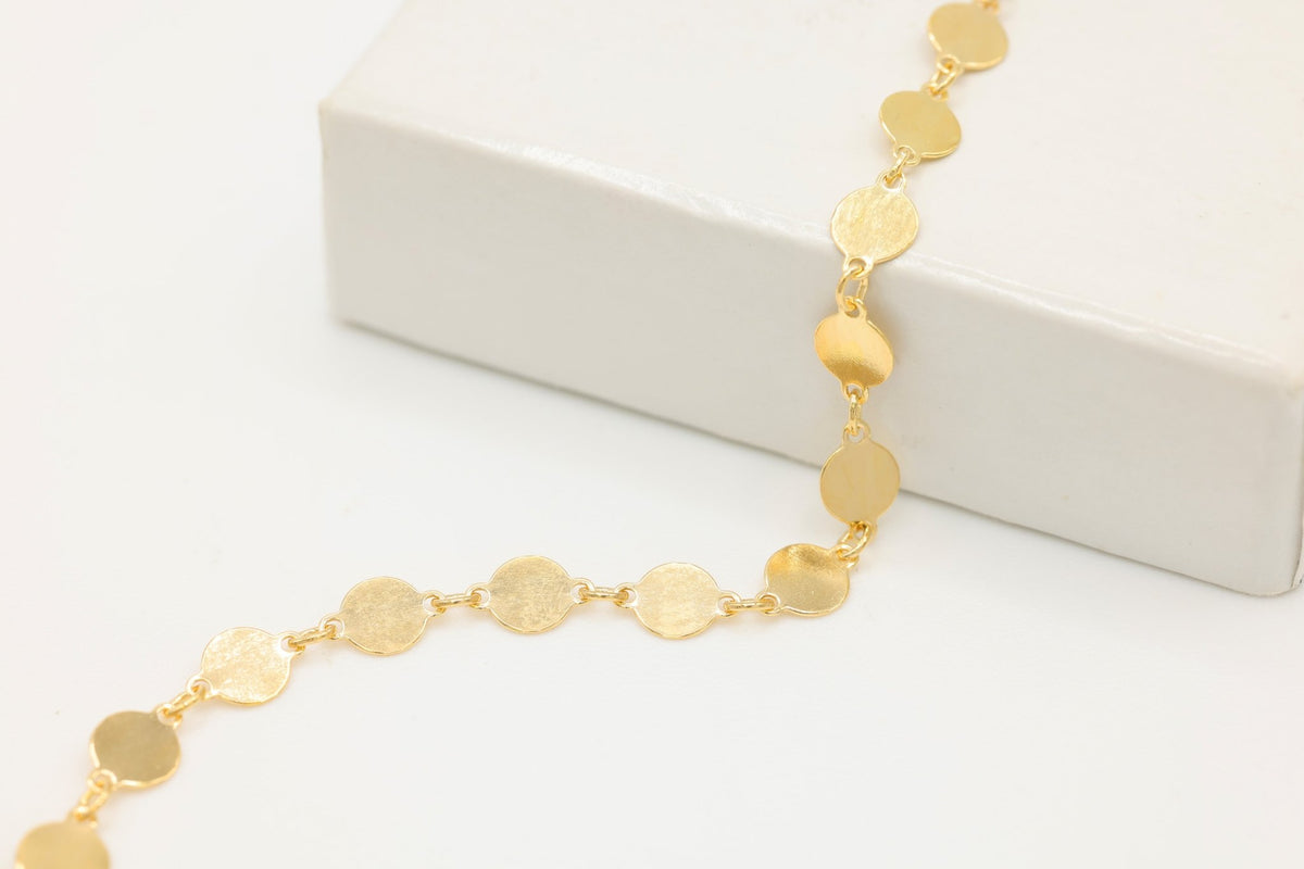 4mm Sequin Disc Chain, 14/20 Gold-Filled, Wholesale, Pay Per Foot, Jewelry Making Chain - HarperCrown