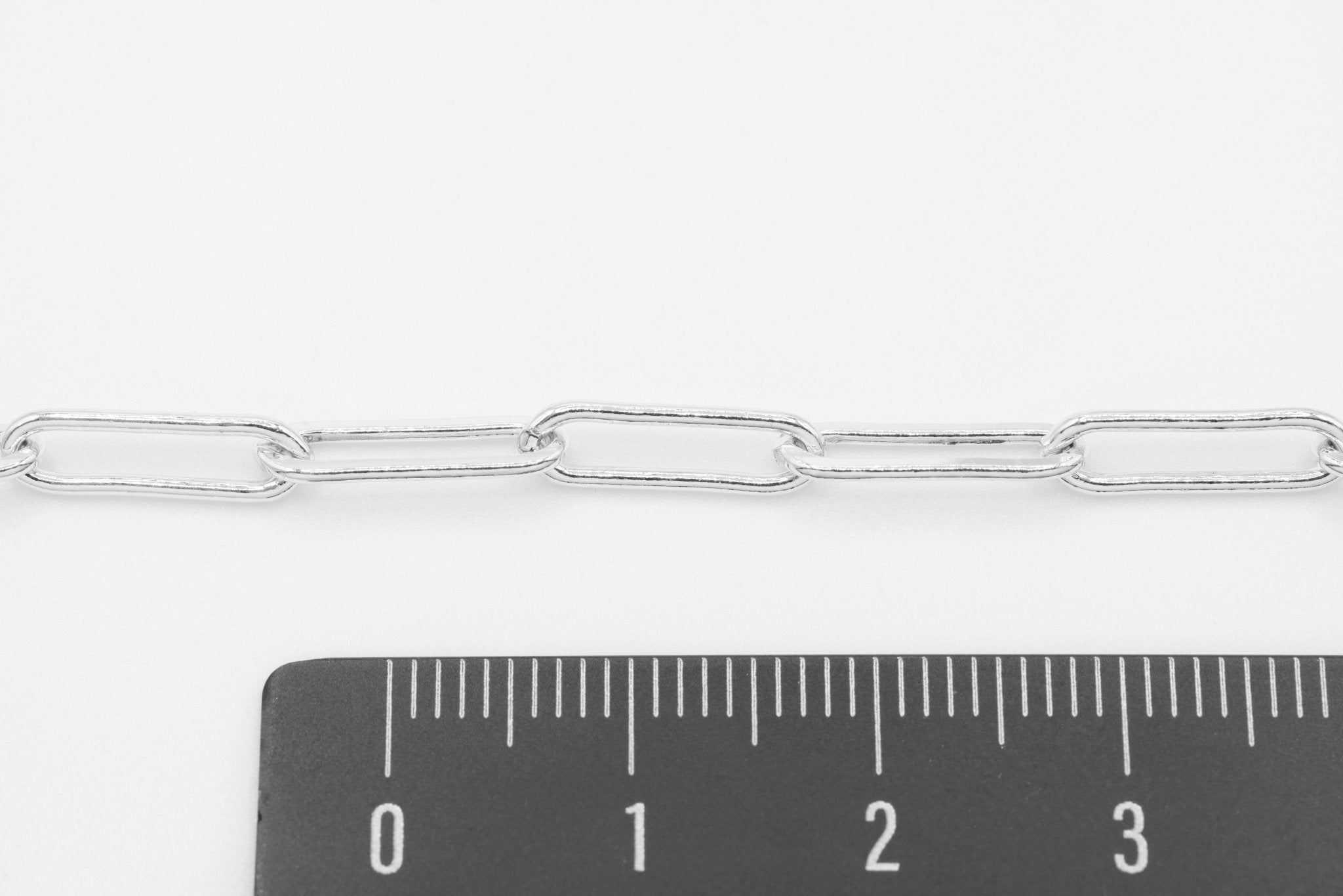 4mm x 13mm Flat Elongated Paperclip Chain, 925 Sterling Silver - HarperCrown