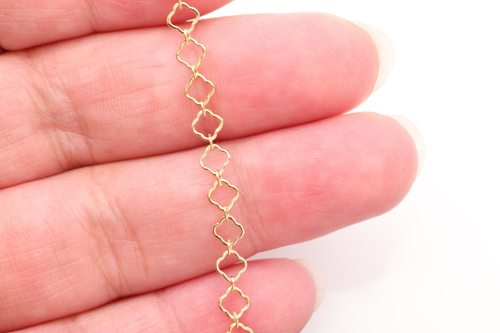 4mm x 4mm Flower Clover Link Chain, 14/20 Gold - Filled, Bulk DIY Spool Pay Per Foot Jewelry Making Chain - HarperCrown