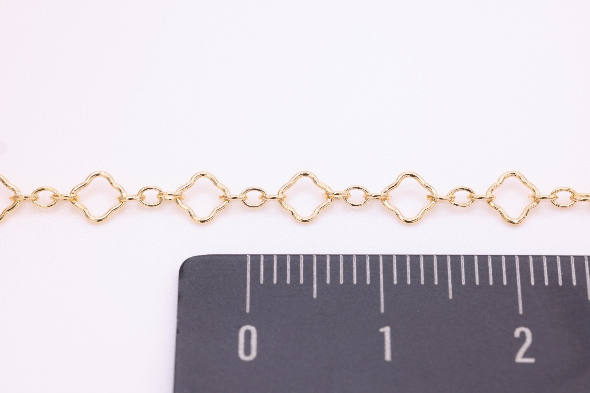 4mm x 4mm Flower Long & Short Chain, 14/20 Gold - Filled, Wholesale, Pay Per Foot, Jewelry Making Chain - HarperCrown