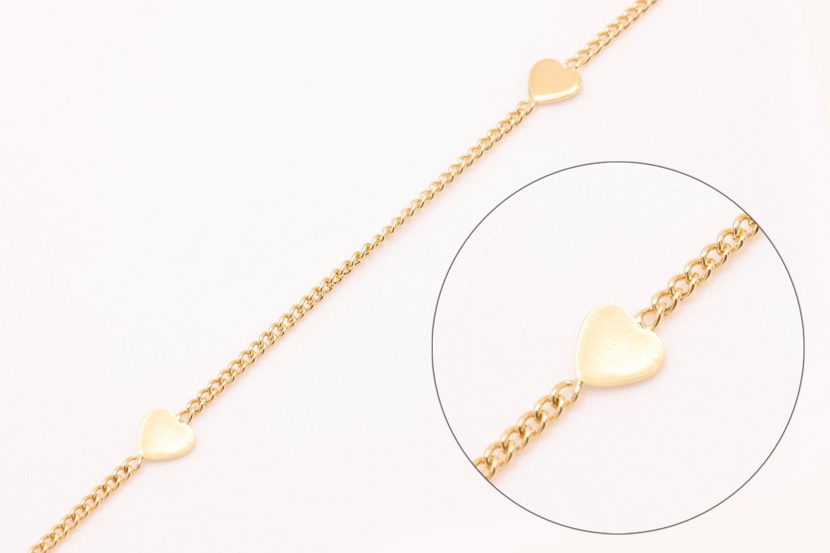 4mm x 4mm Heart Satellite Chain, 14K Gold Overlay Plated, Wholesale Jewelry Chain - HarperCrown