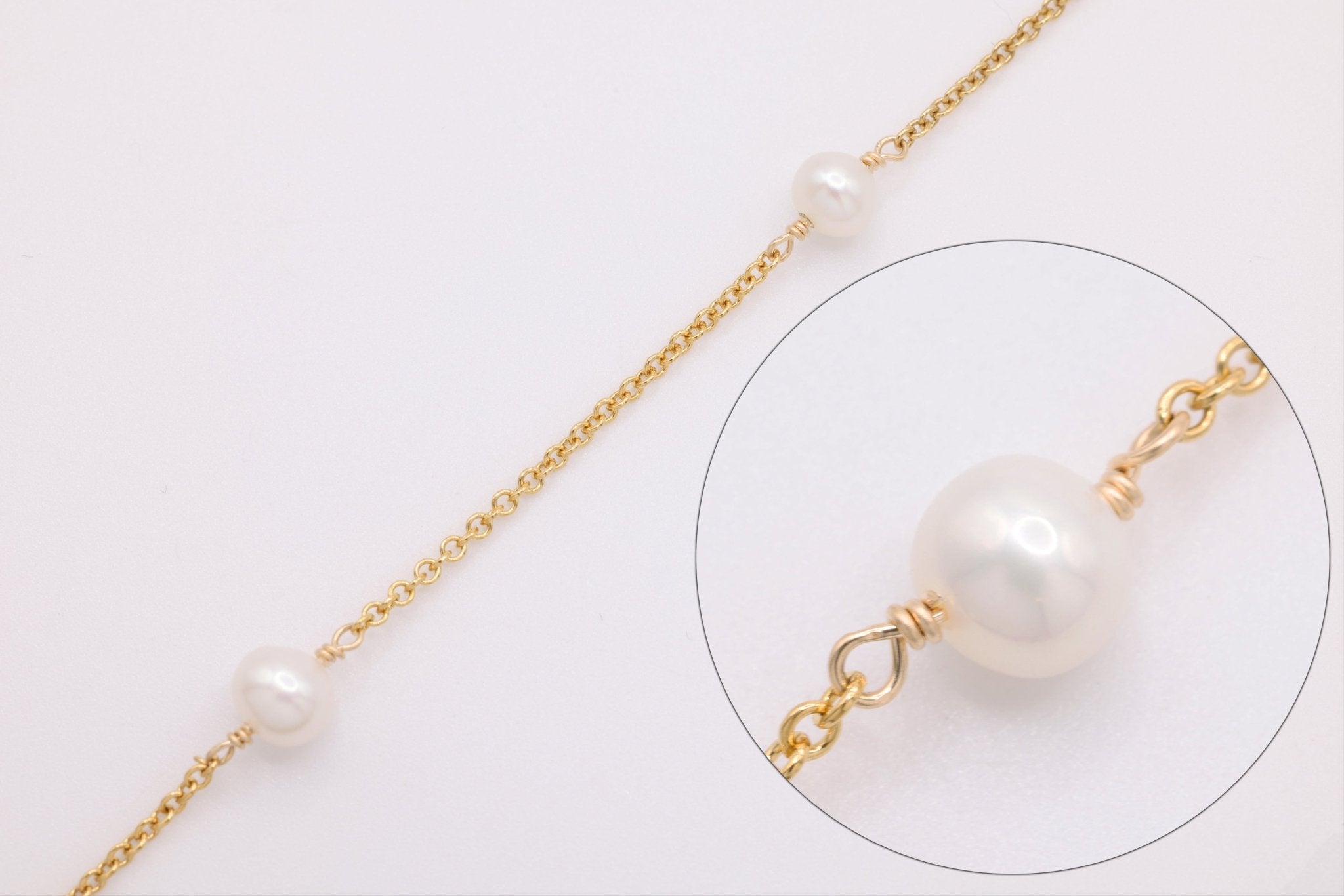4mm x 4mm Pearl Satellite Chain, Gold - Filled, Bulk DIY Spool Pay Per Foot Jewelry Making Chain - HarperCrown