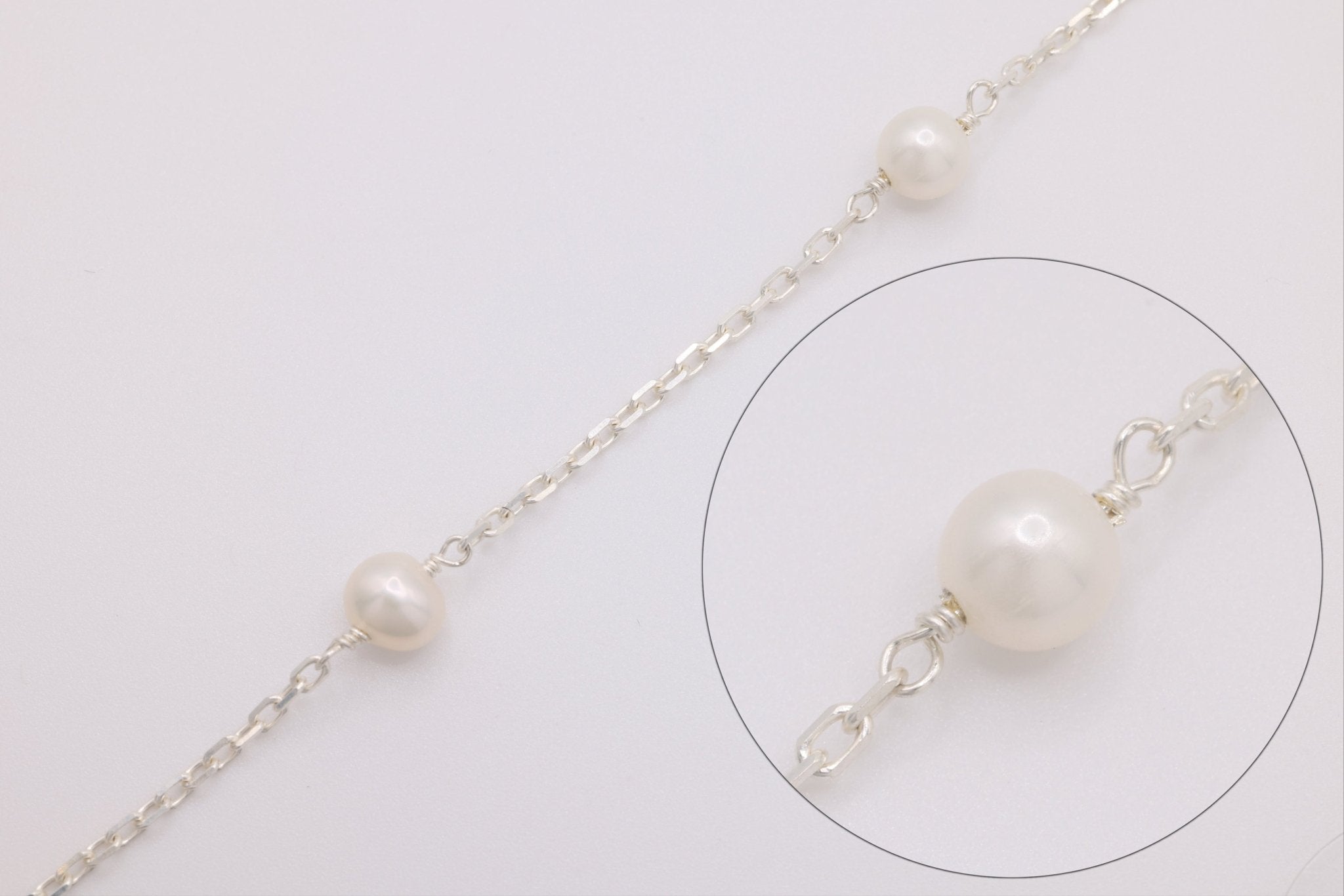 4mm x 4mm Pearl Satellite Chain, Sterling Silver, Bulk DIY Spool Pay Per Foot Jewelry Making Chain - HarperCrown